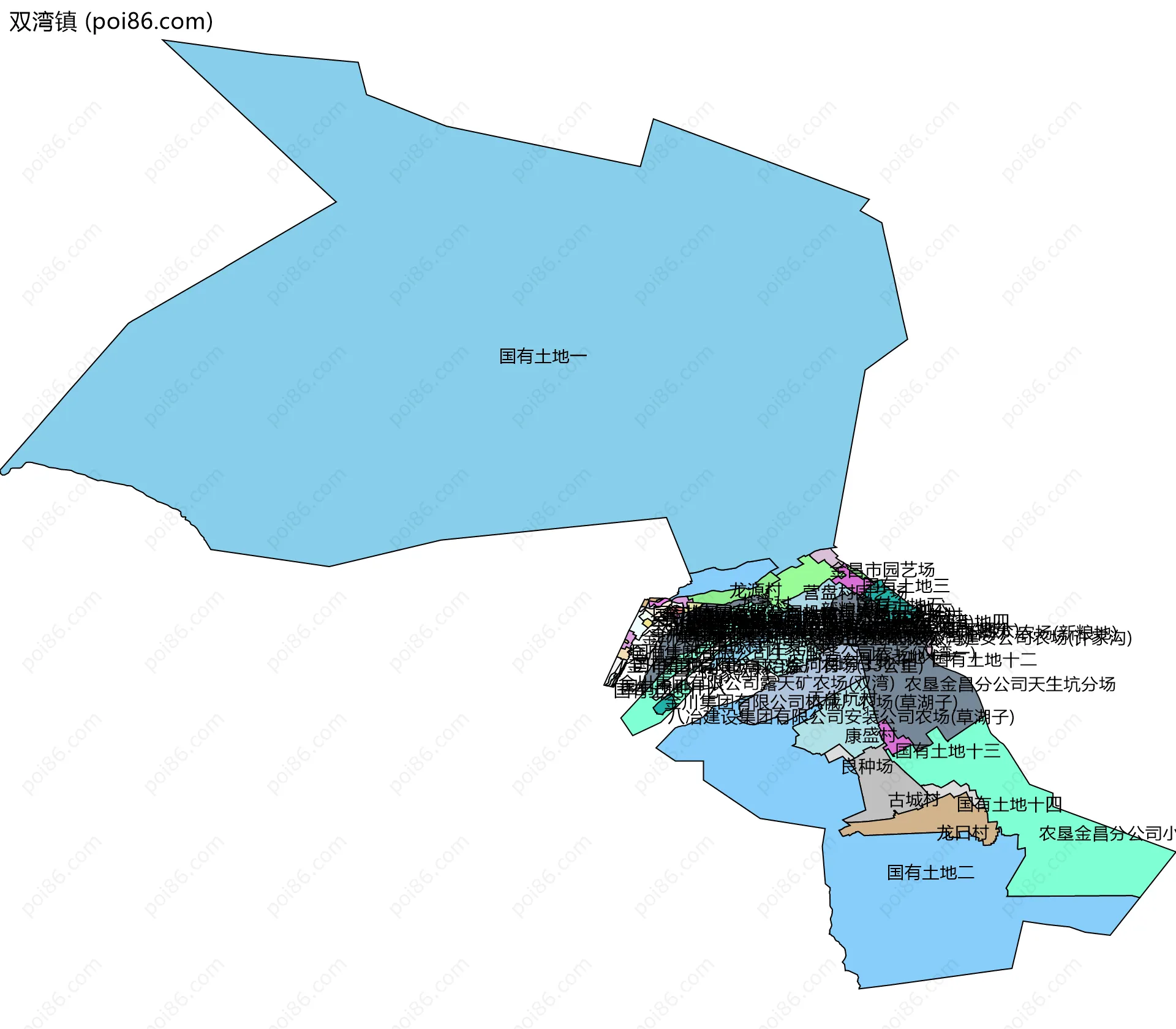 双湾镇边界地图(五级行政区划)
