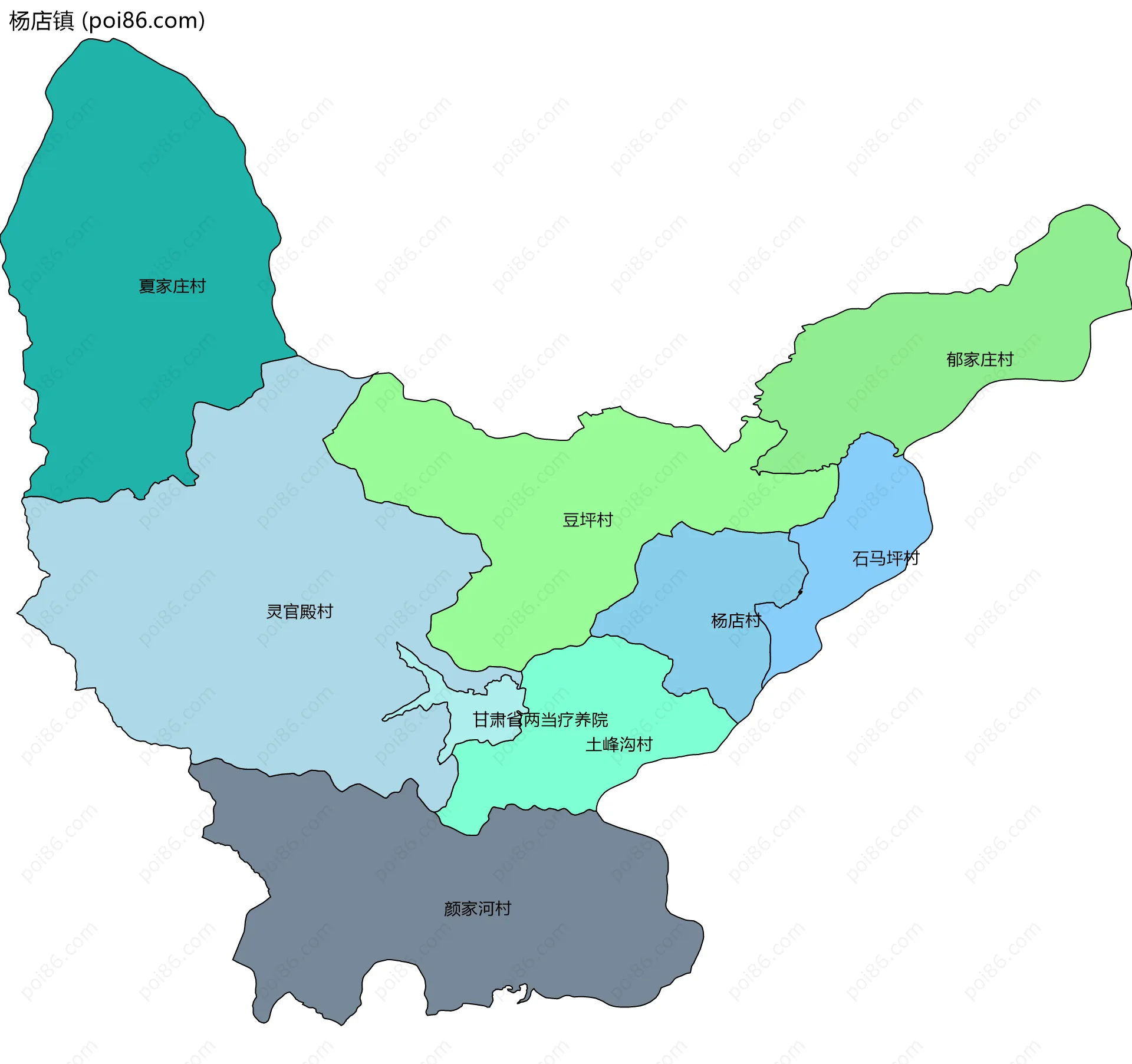 杨店镇边界地图(五级行政区划)