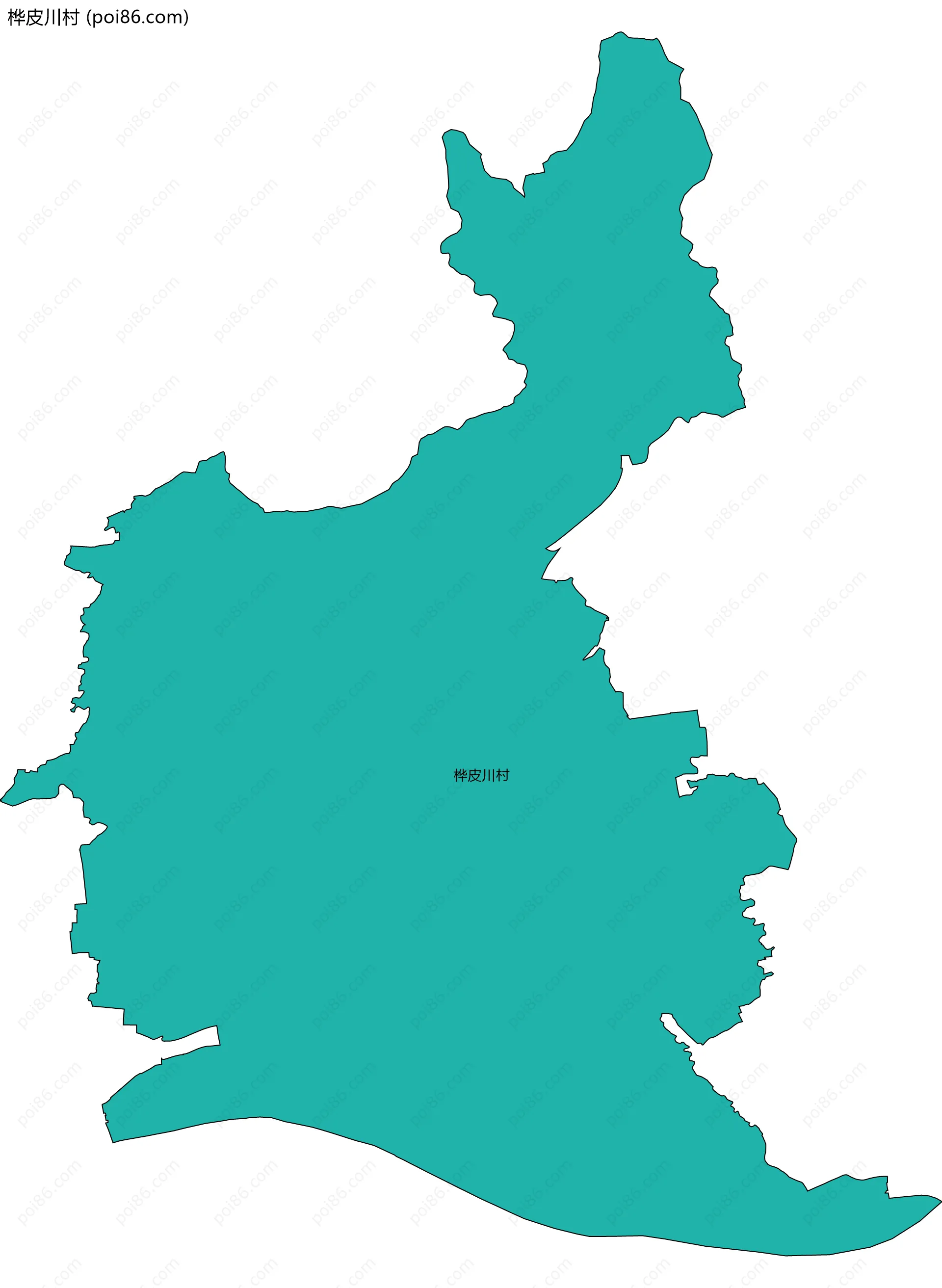 桦皮川村边界地图