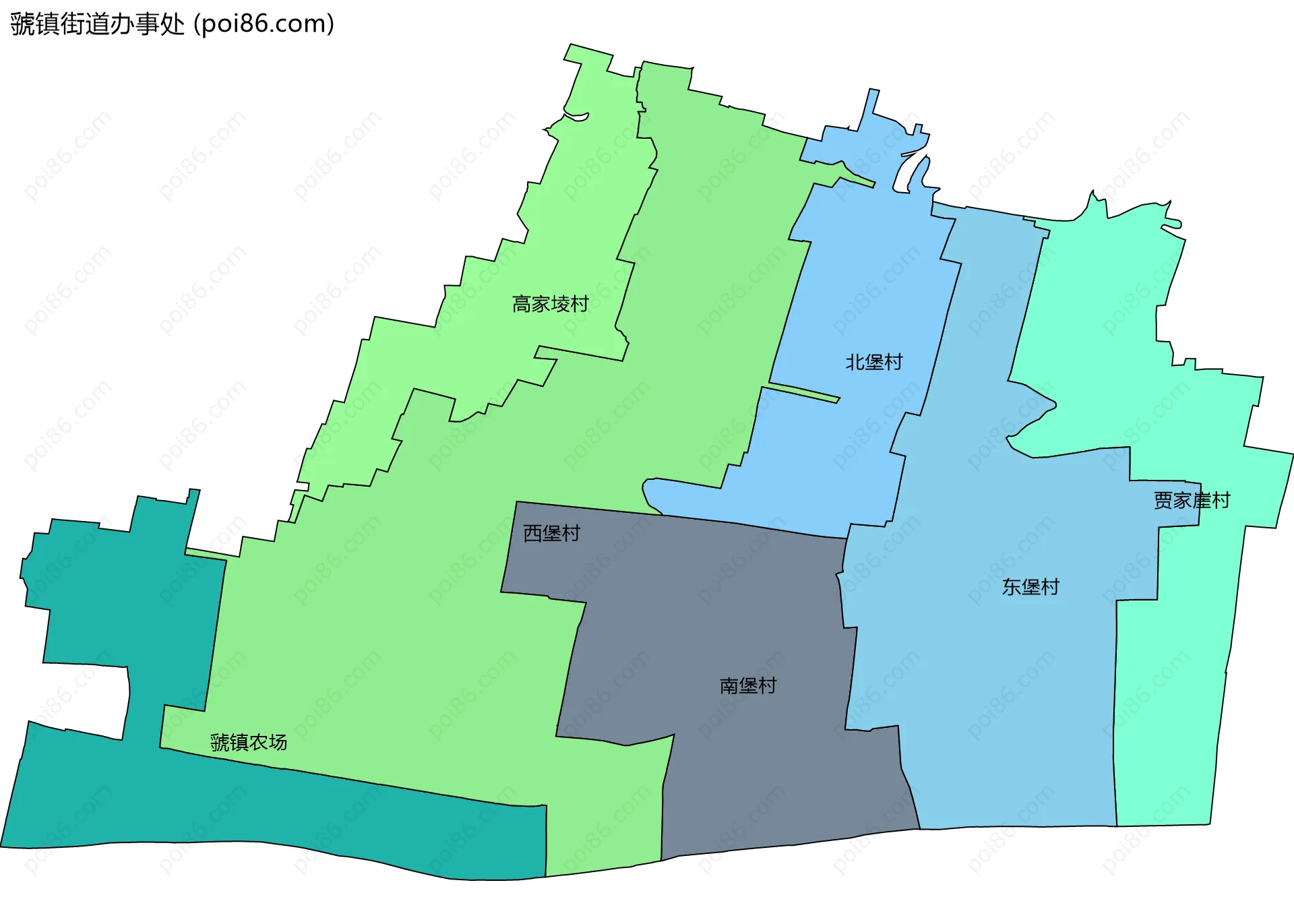 虢镇街道办事处边界地图(五级行政区划)