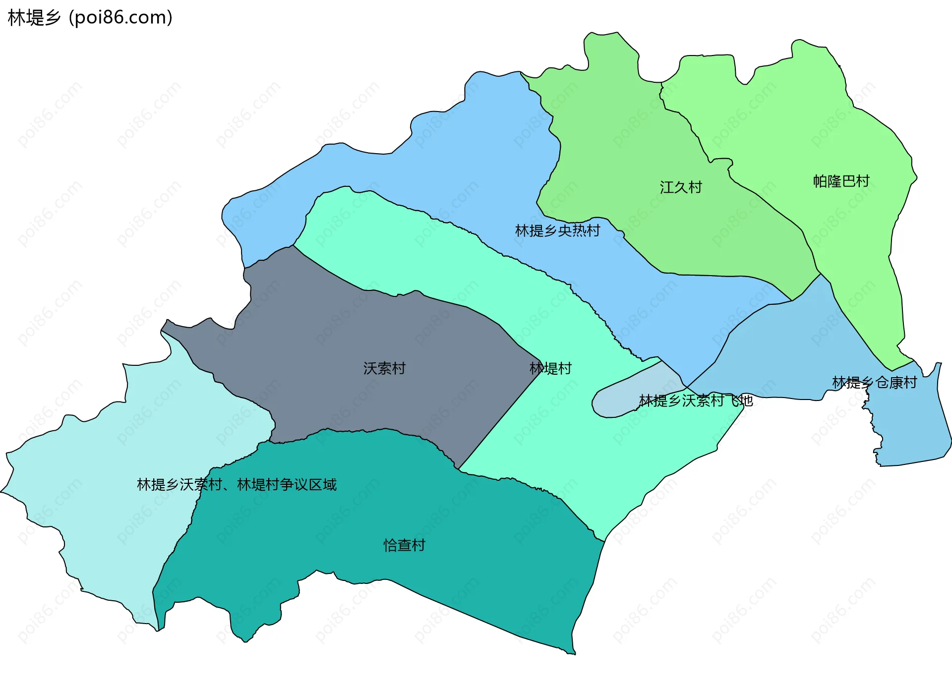 林堤乡边界地图(五级行政区划)
