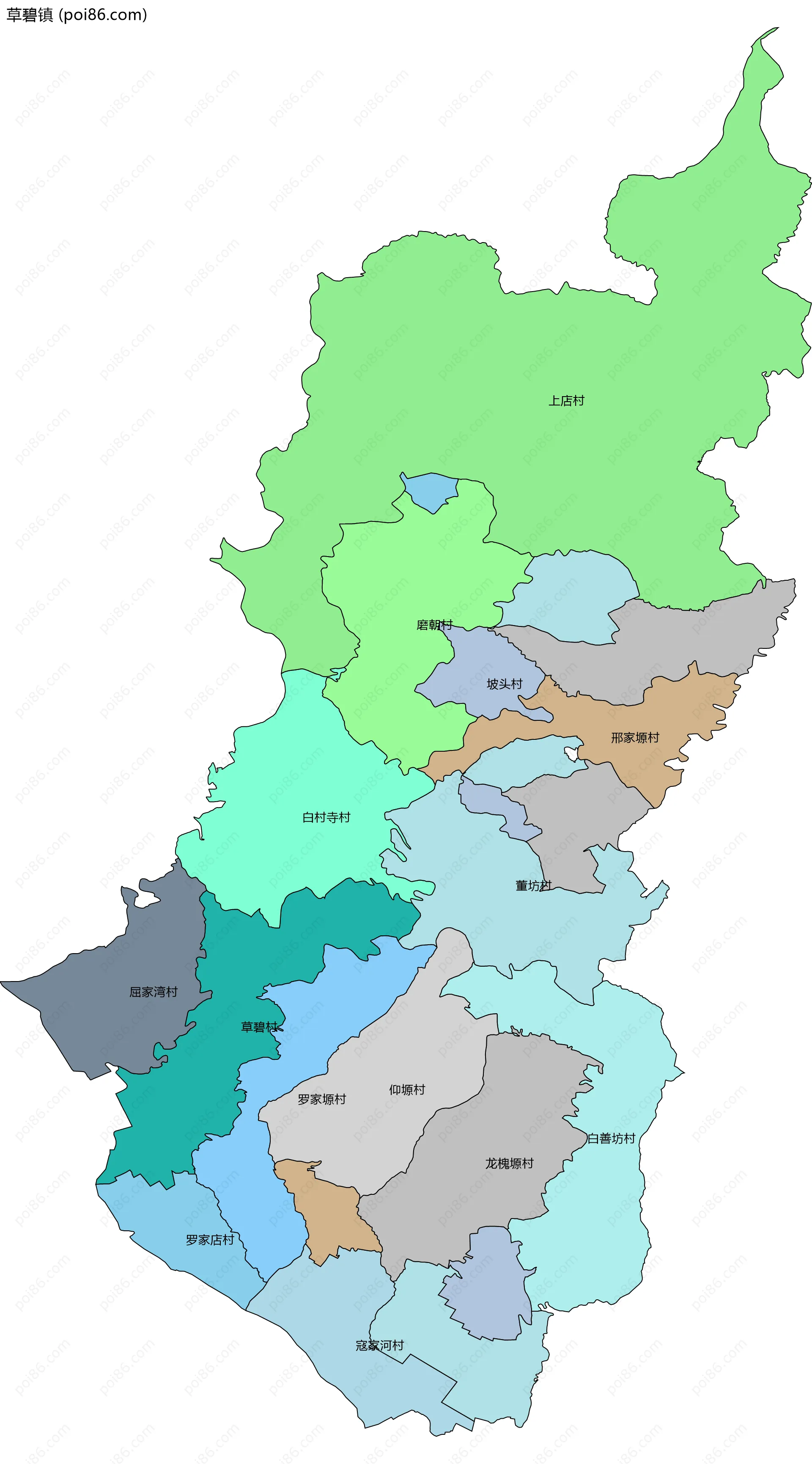 草碧镇边界地图(五级行政区划)