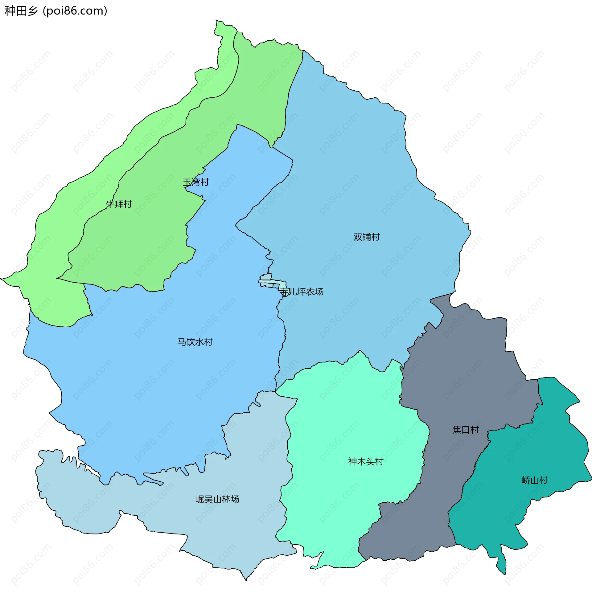 种田乡边界地图(五级行政区划)