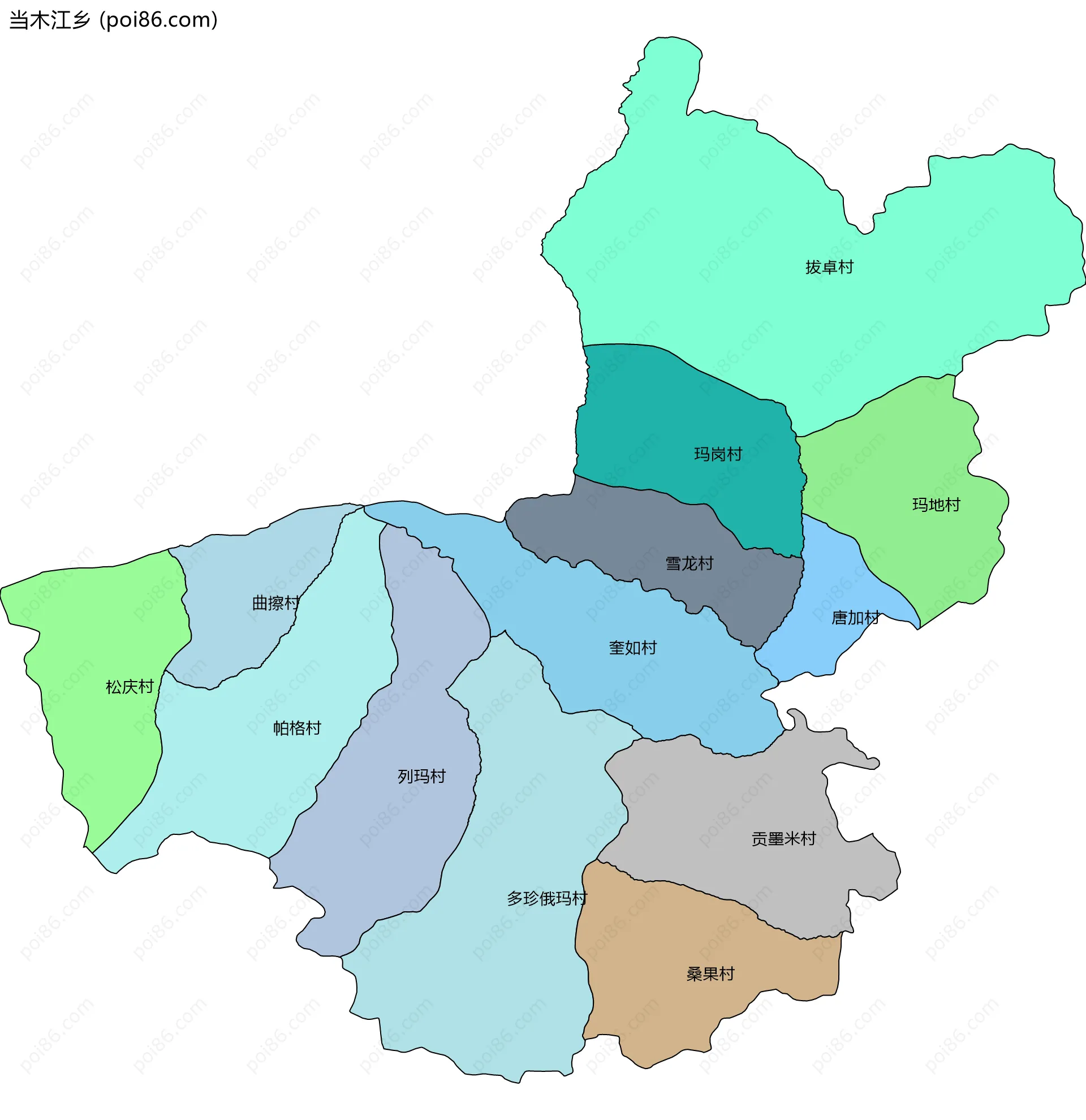 当木江乡边界地图(五级行政区划)