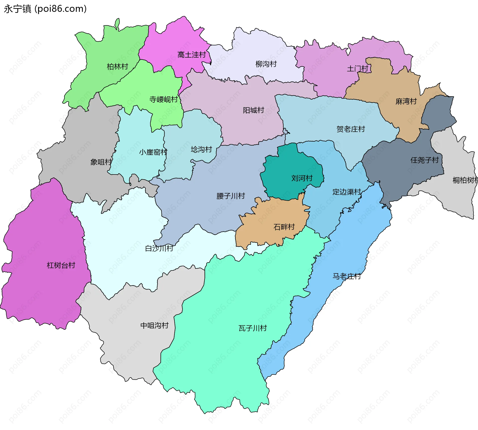 永宁镇边界地图(五级行政区划)