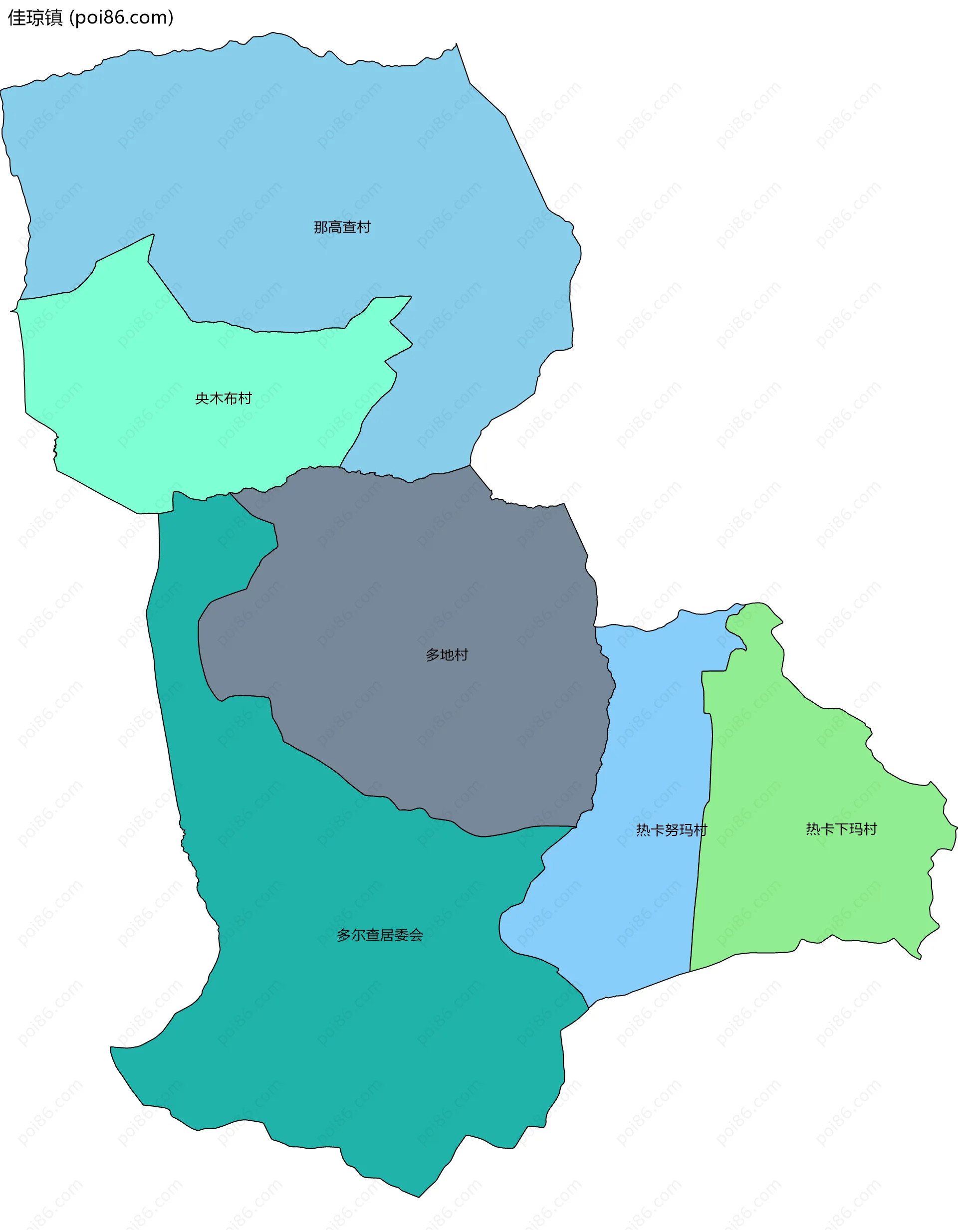 佳琼镇边界地图(五级行政区划)