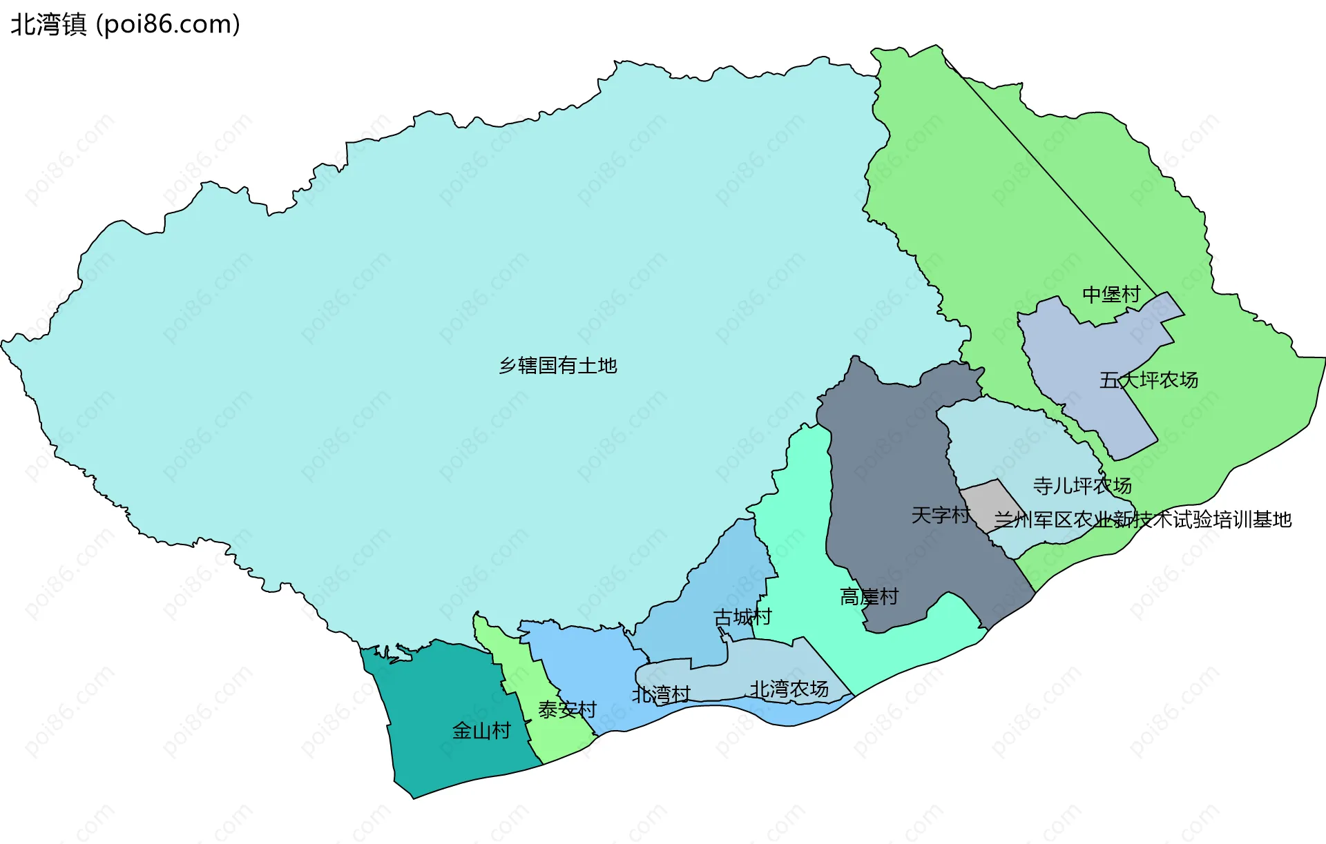 北湾镇边界地图(五级行政区划)