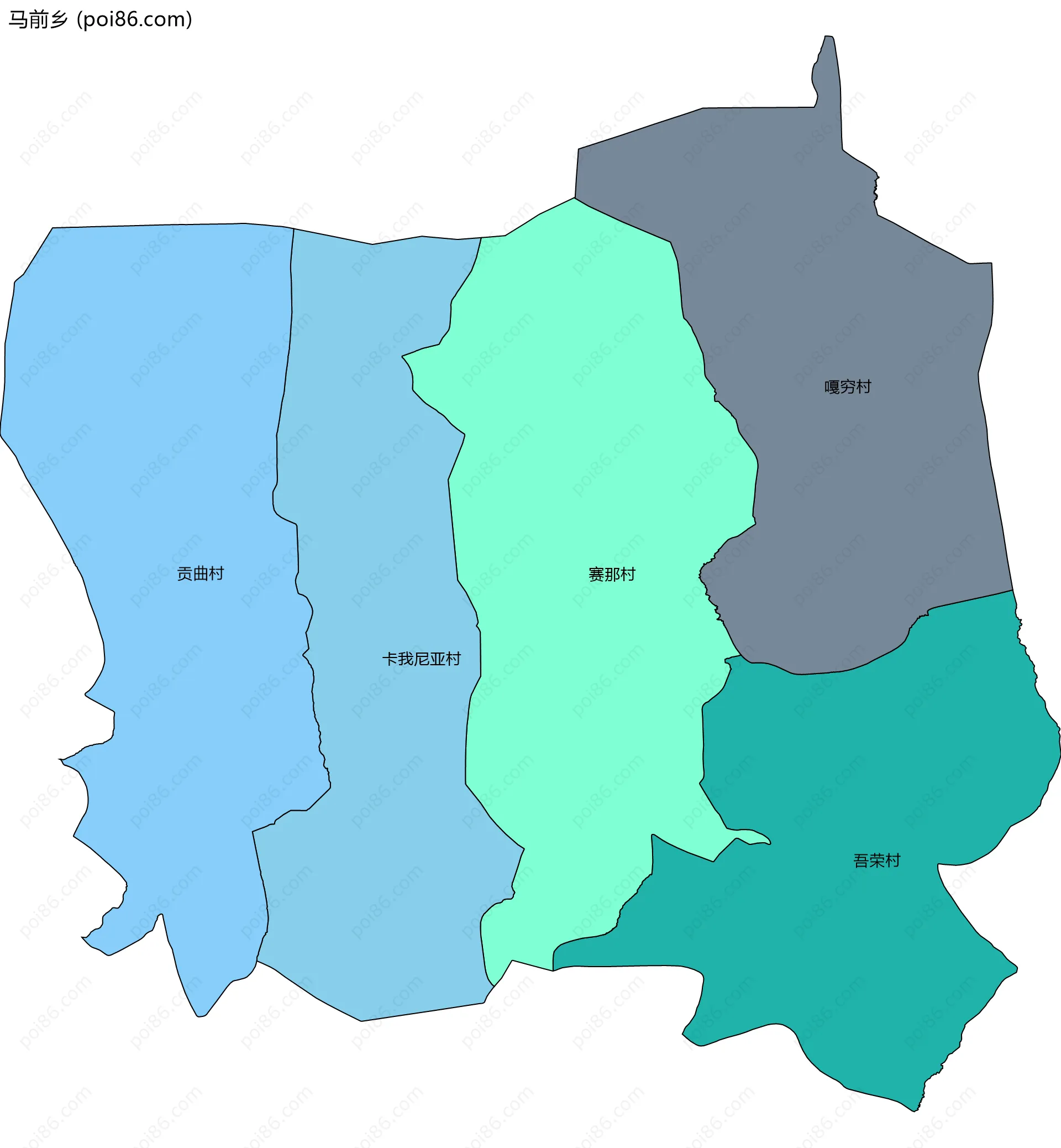 马前乡边界地图(五级行政区划)