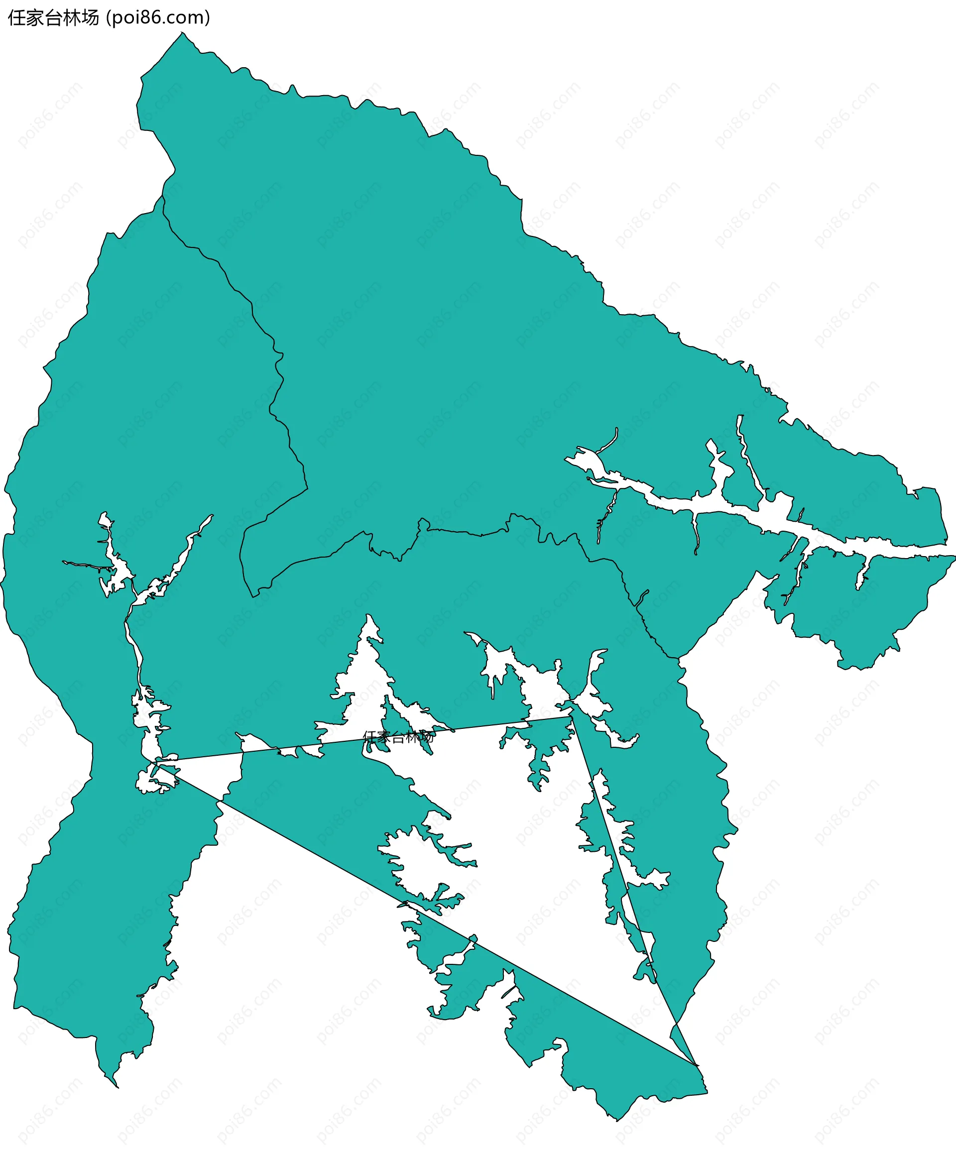 任家台林场边界地图(五级行政区划)