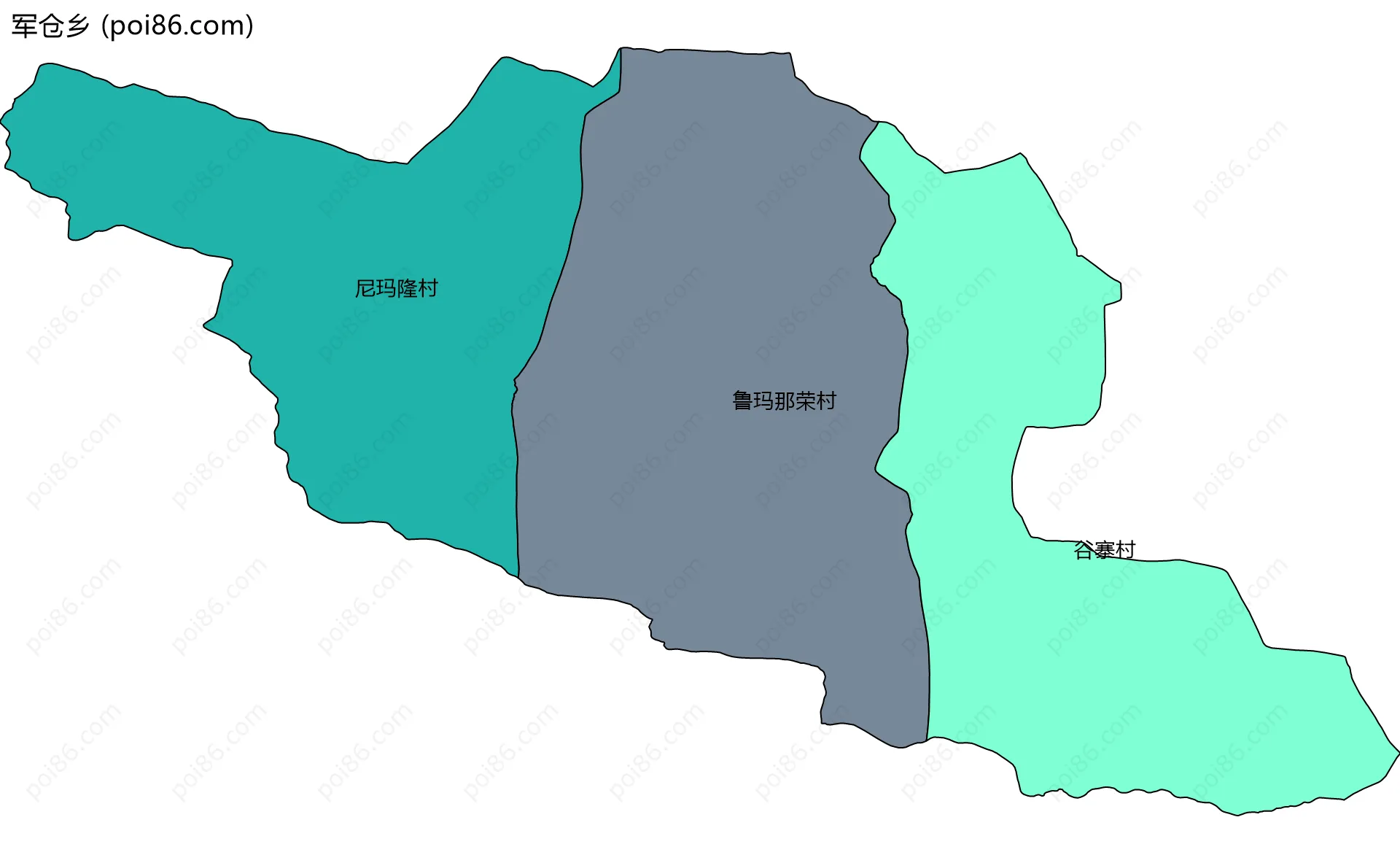 军仓乡边界地图(五级行政区划)