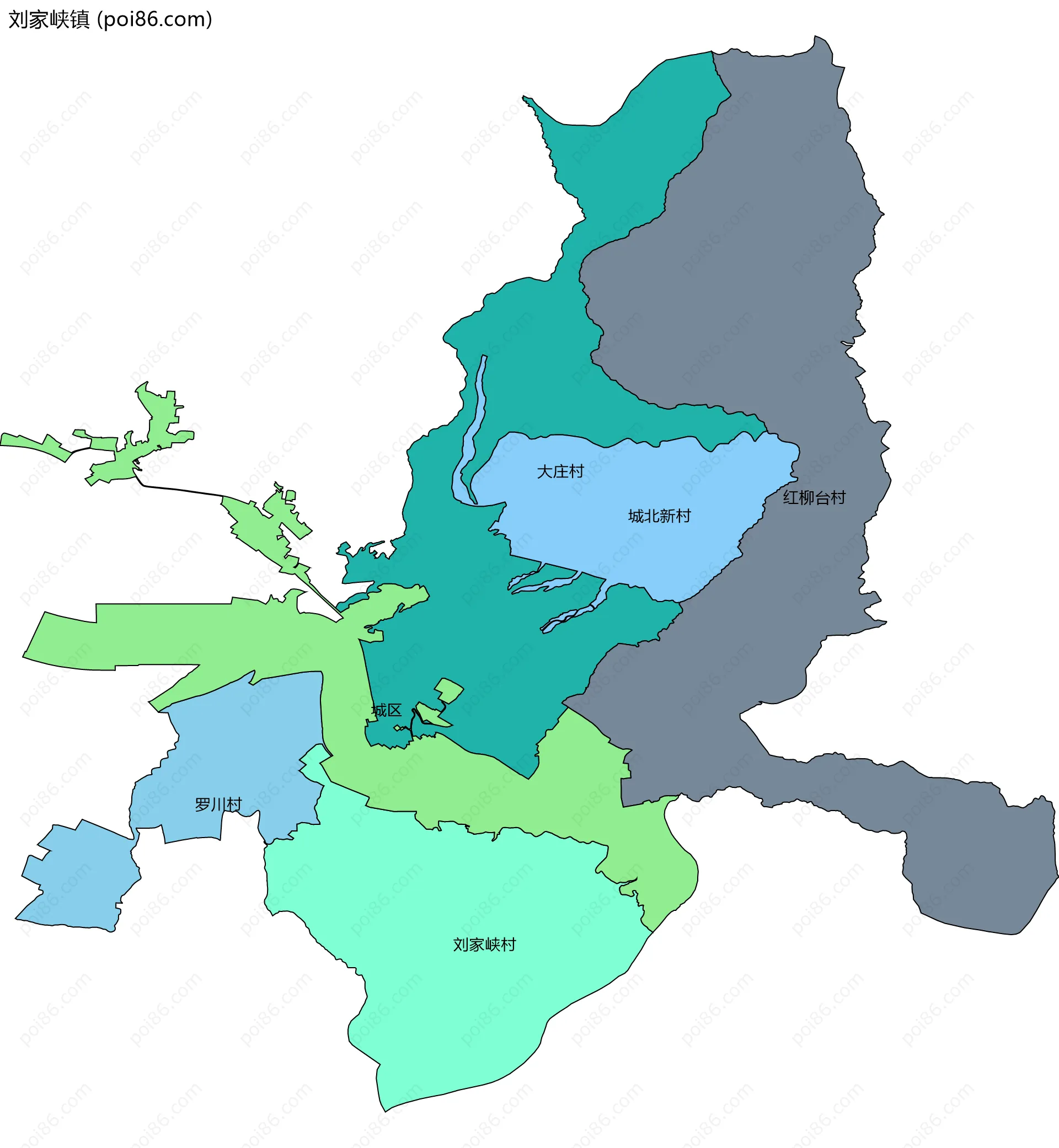 刘家峡镇边界地图(五级行政区划)