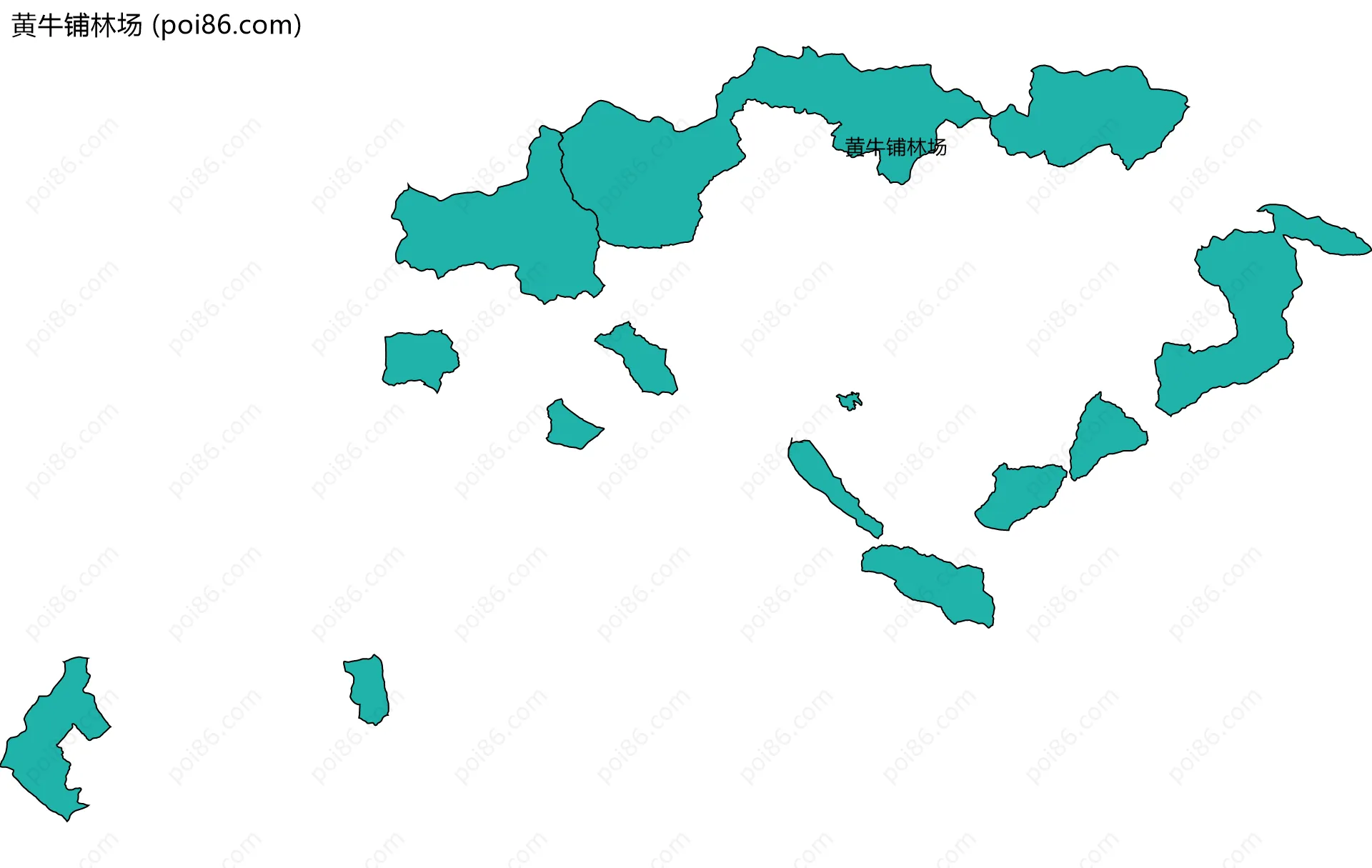 黄牛铺林场边界地图(五级行政区划)
