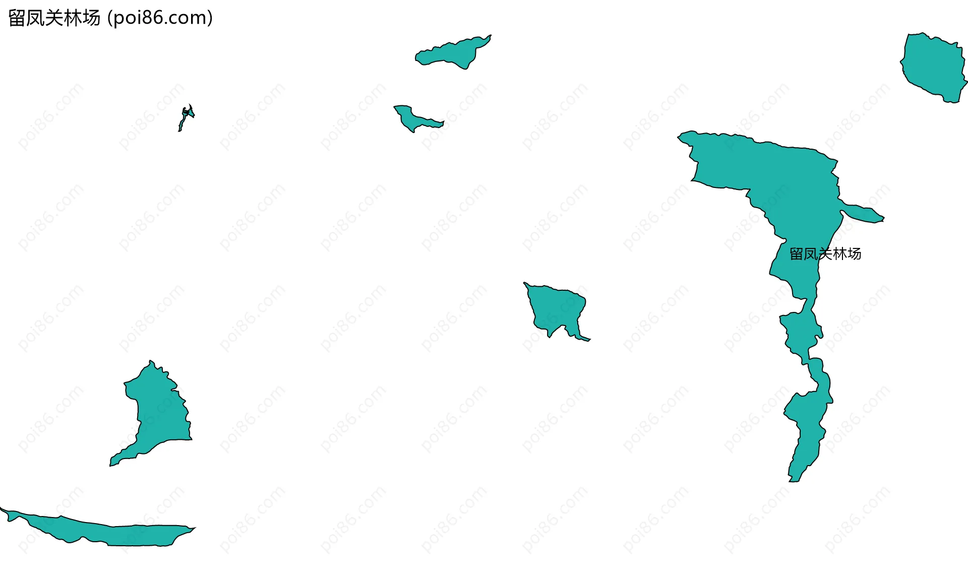 留凤关林场边界地图(五级行政区划)