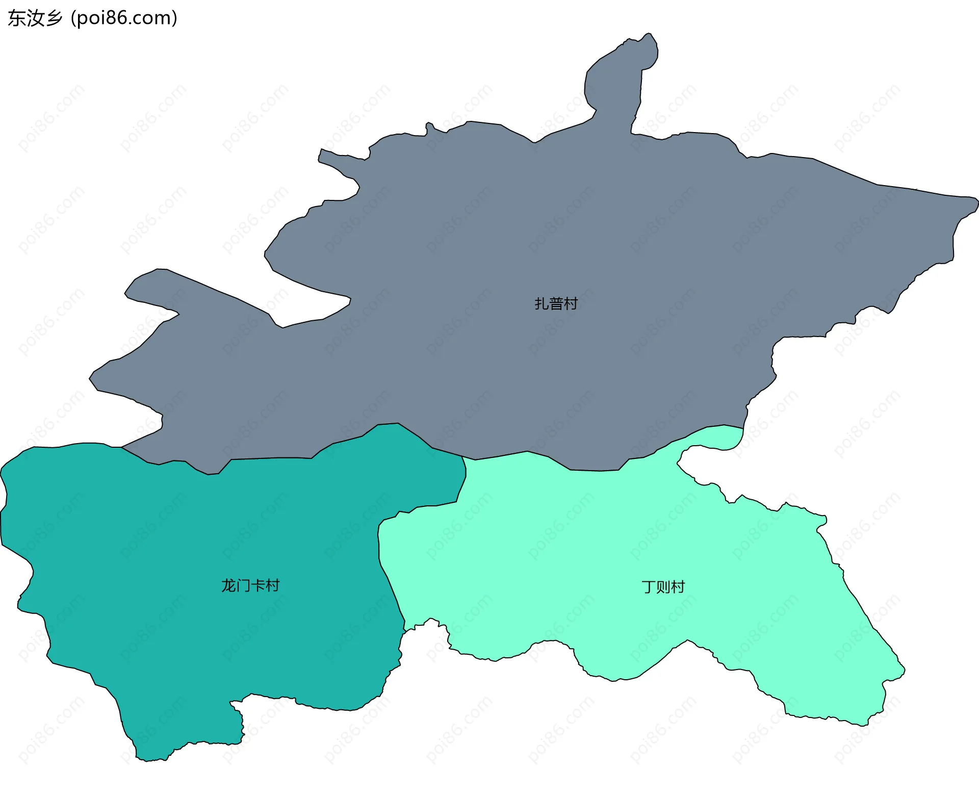 东汝乡边界地图(五级行政区划)