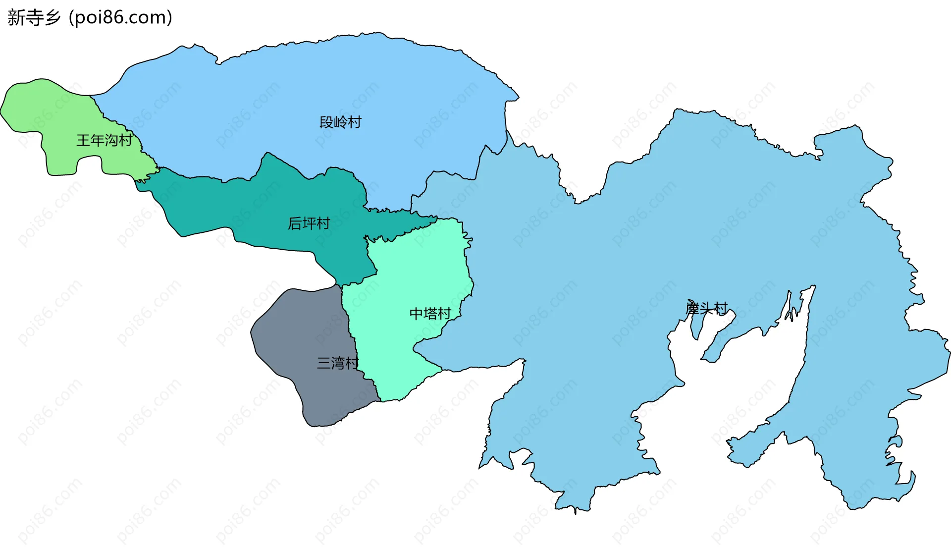 新寺乡边界地图(五级行政区划)