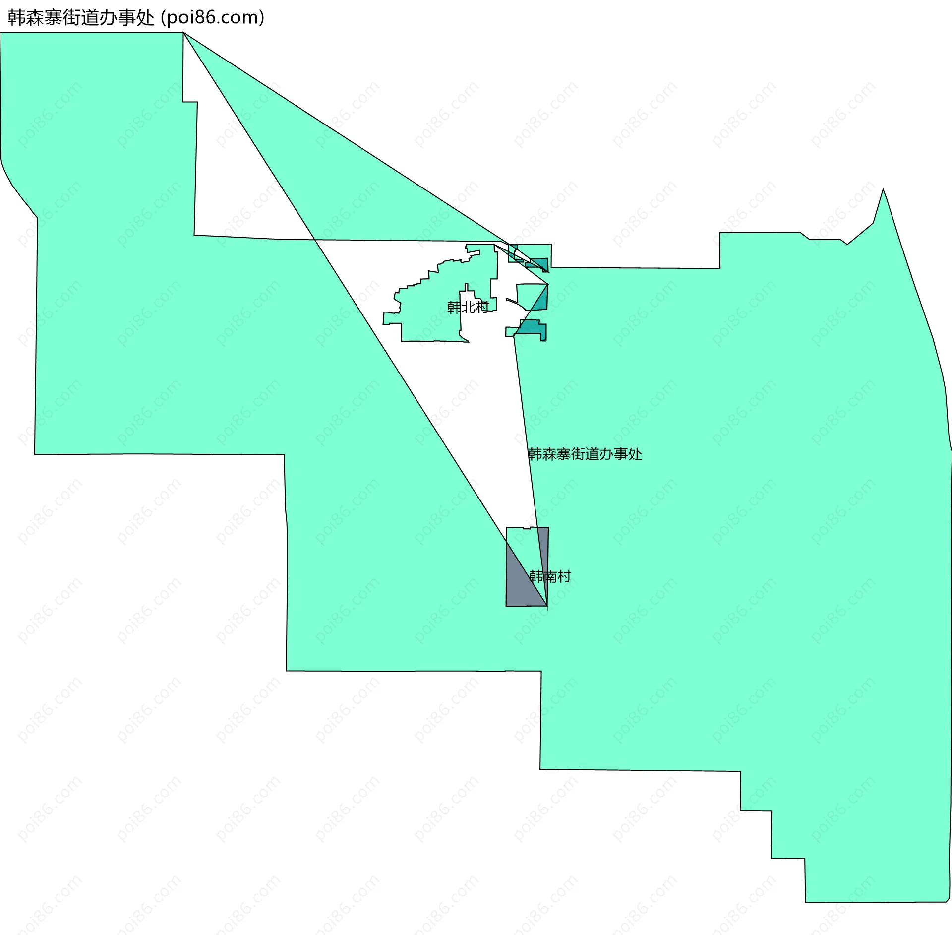 韩森寨街道办事处边界地图(五级行政区划)