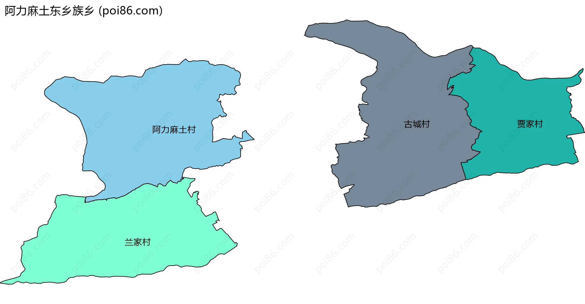 阿力麻土东乡族乡边界地图(五级行政区划)