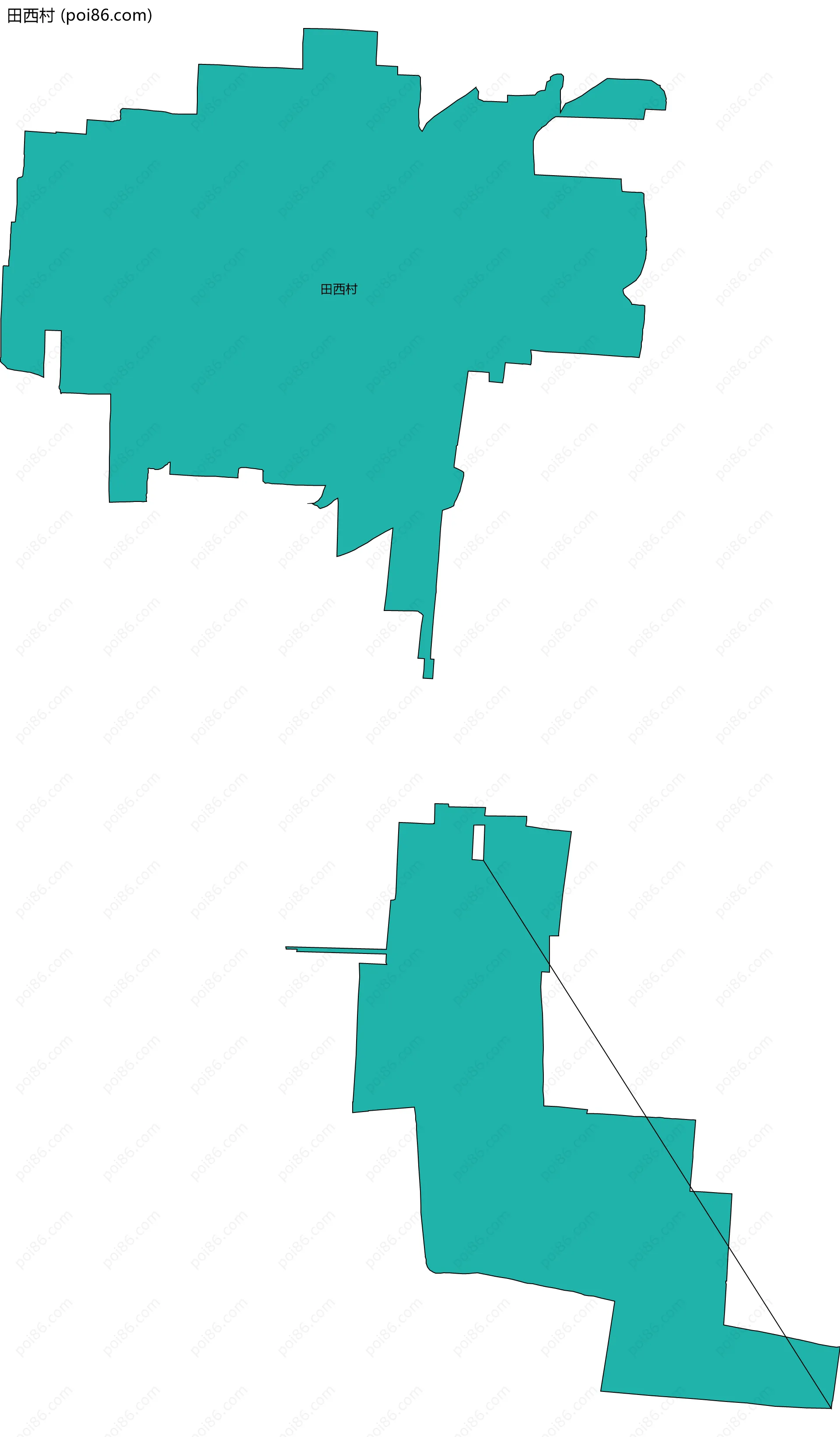 田西村边界地图