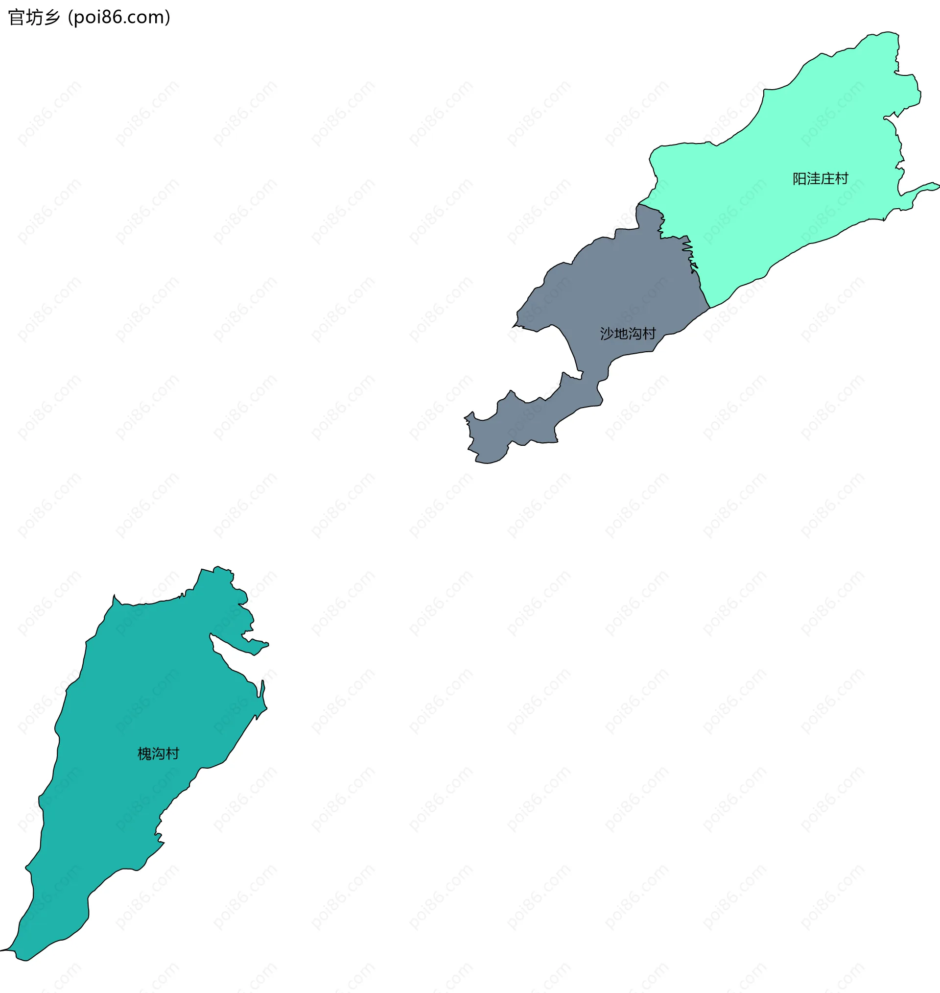 官坊乡边界地图(五级行政区划)