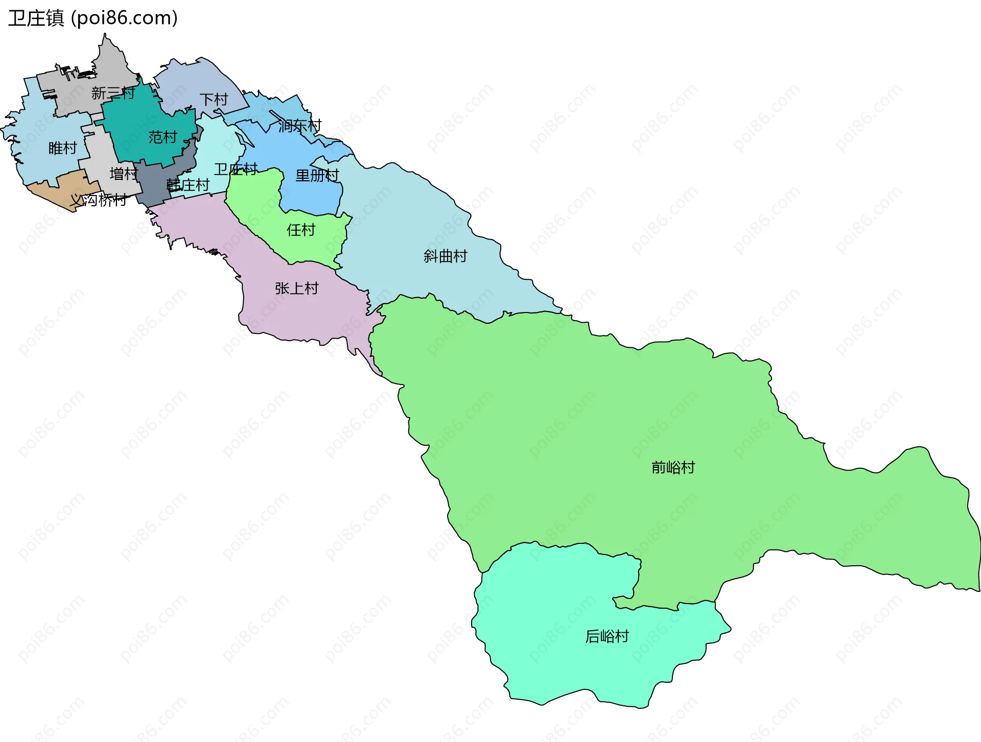 卫庄镇边界地图(五级行政区划)