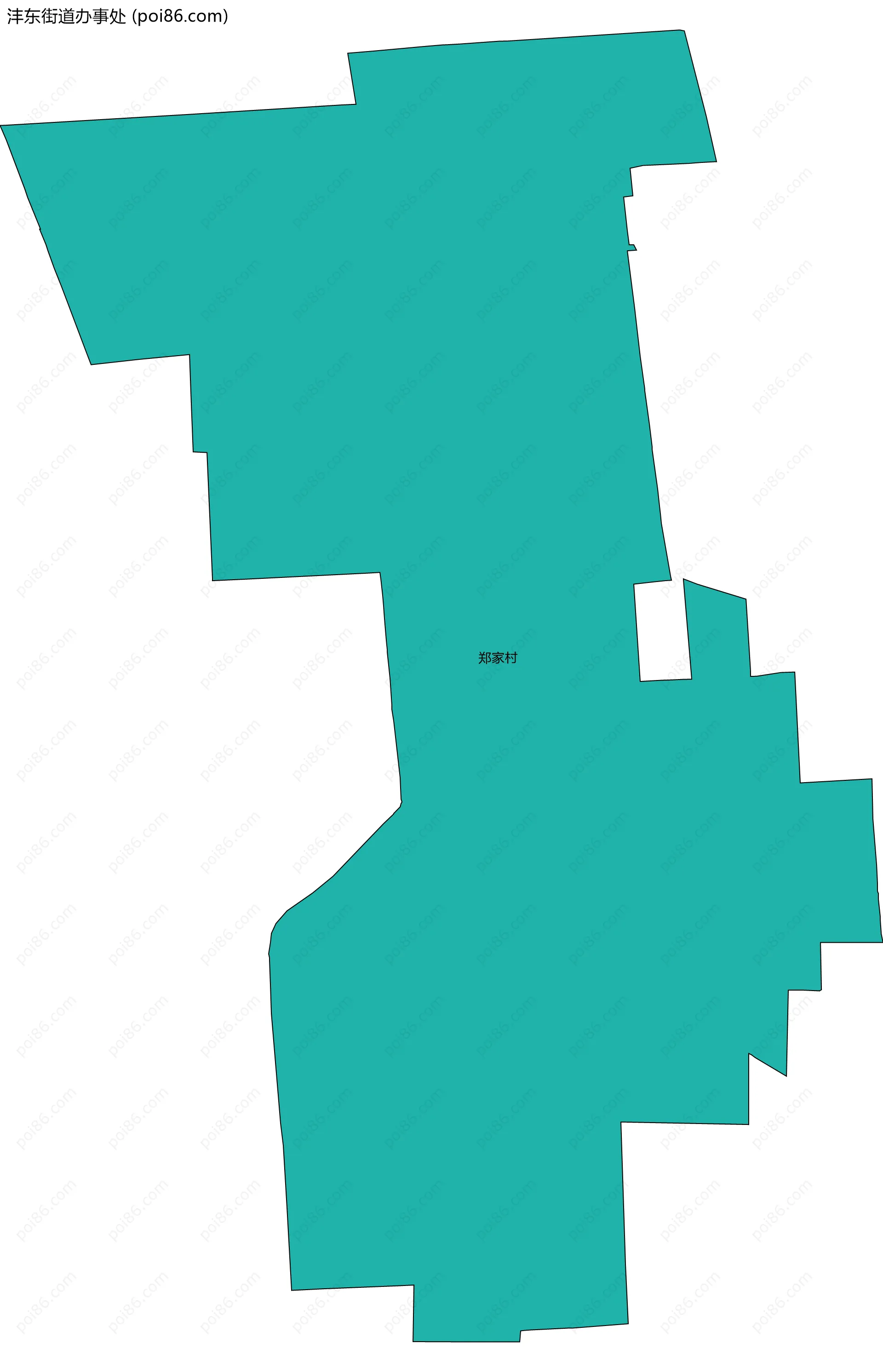 沣东街道办事处边界地图(五级行政区划)