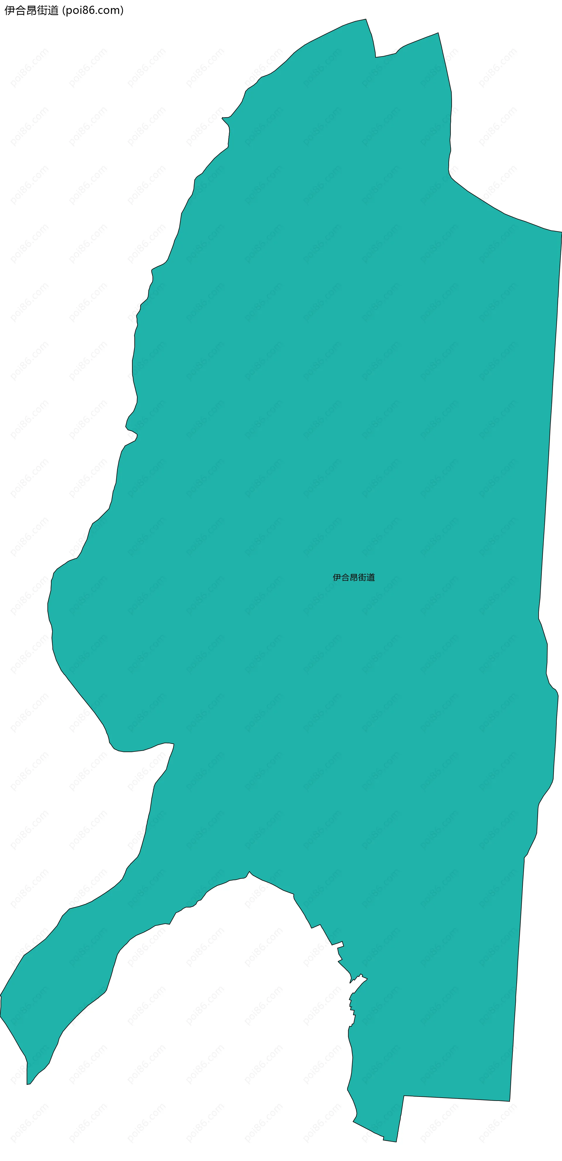 伊合昂街道边界地图(五级行政区划)