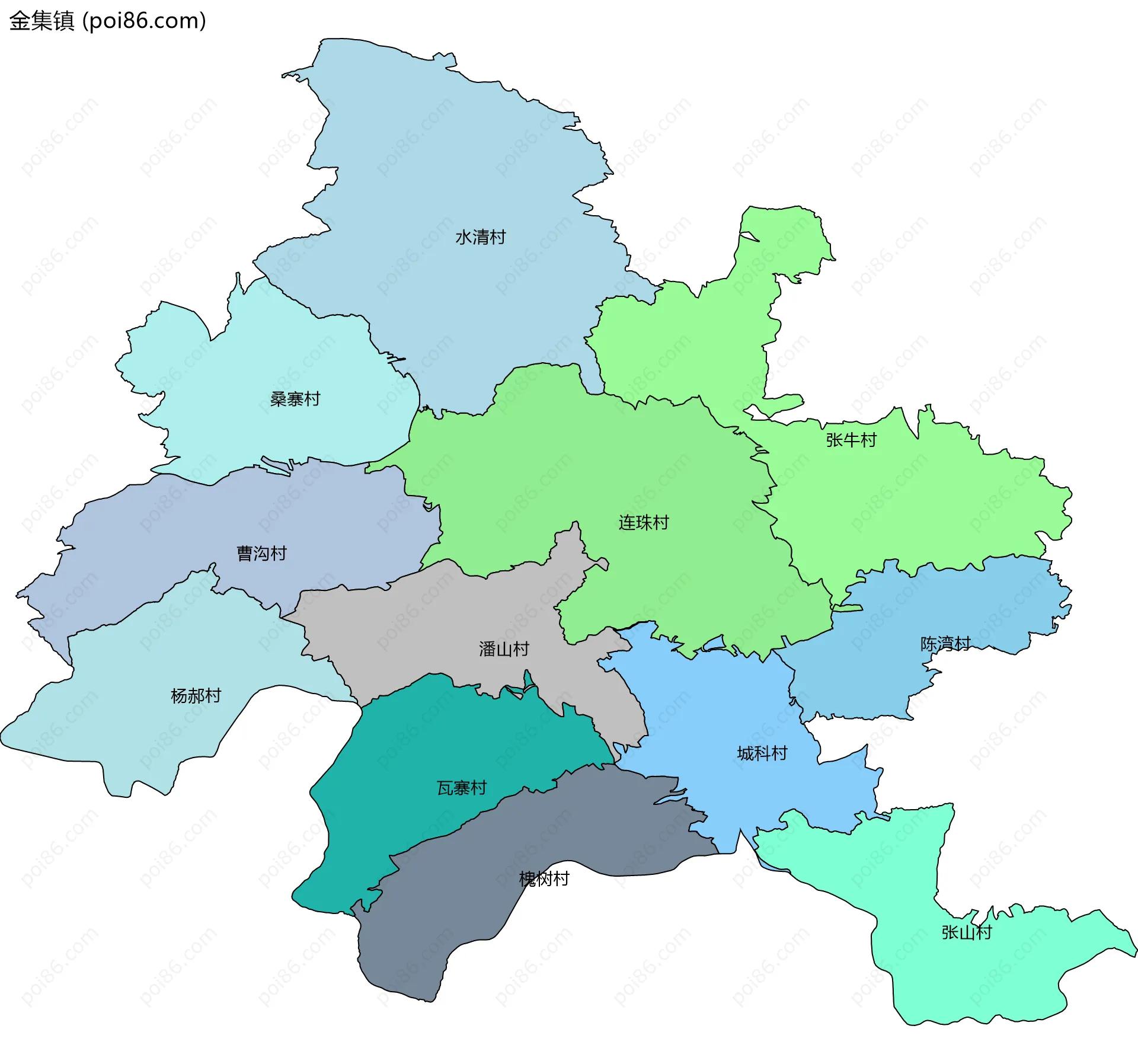 金集镇边界地图(五级行政区划)