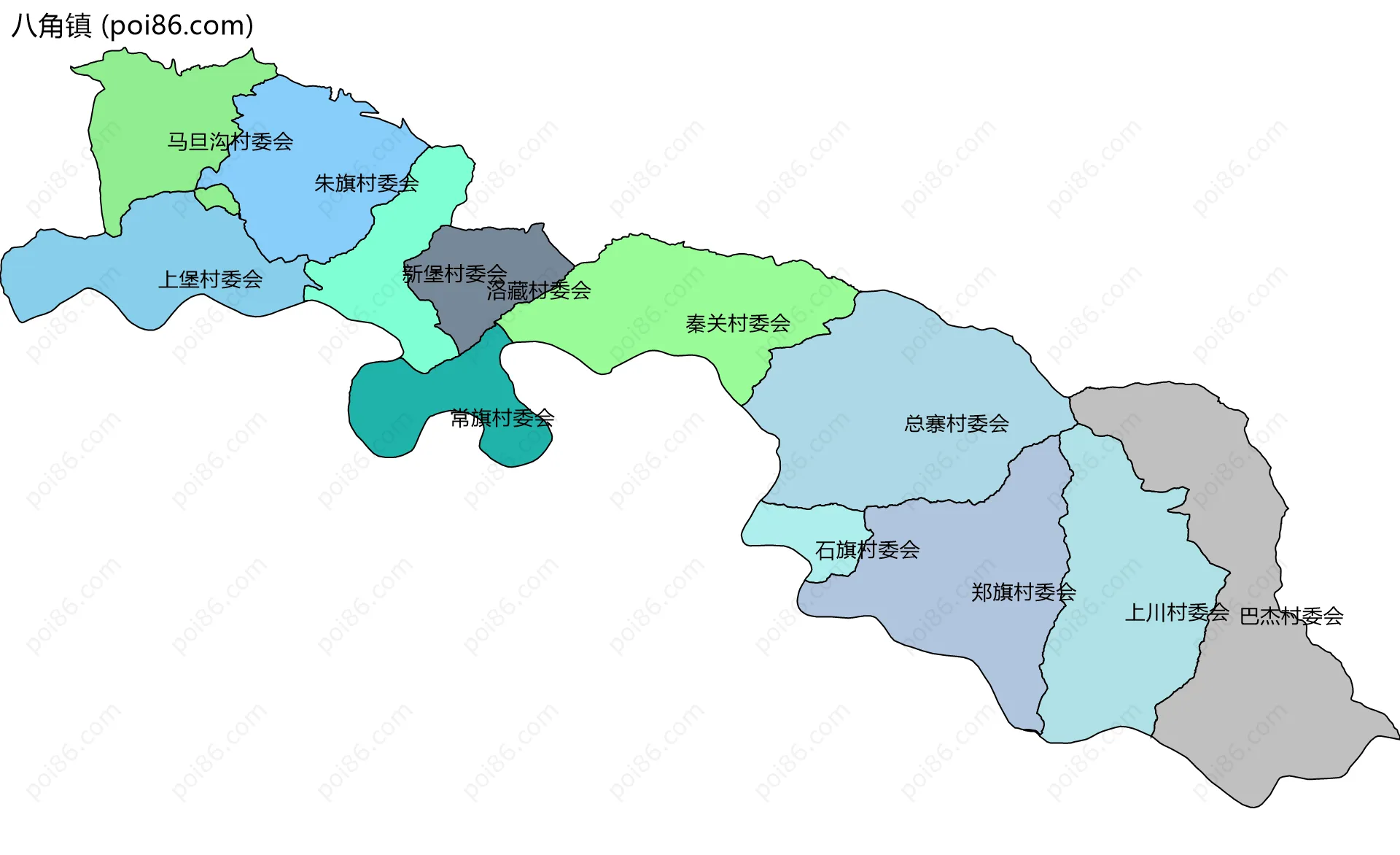 八角镇边界地图(五级行政区划)