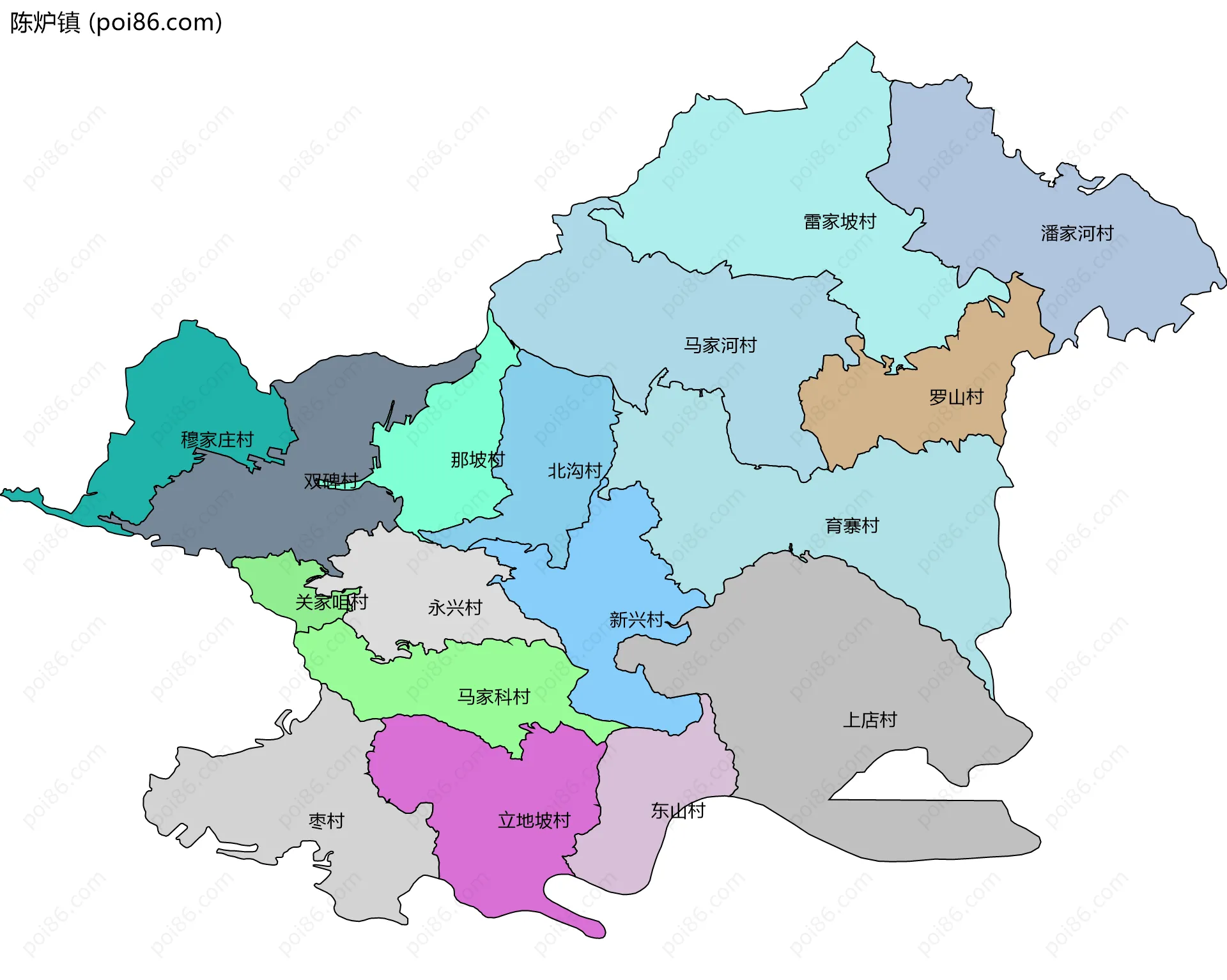 陈炉镇边界地图(五级行政区划)