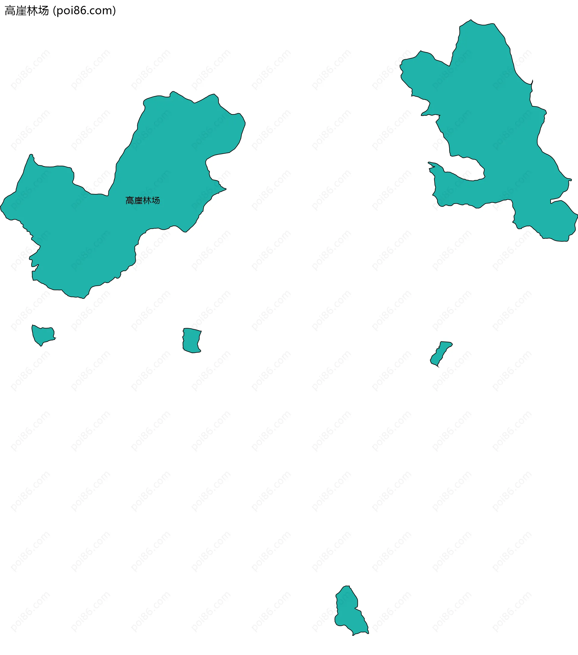 高崖林场边界地图(五级行政区划)