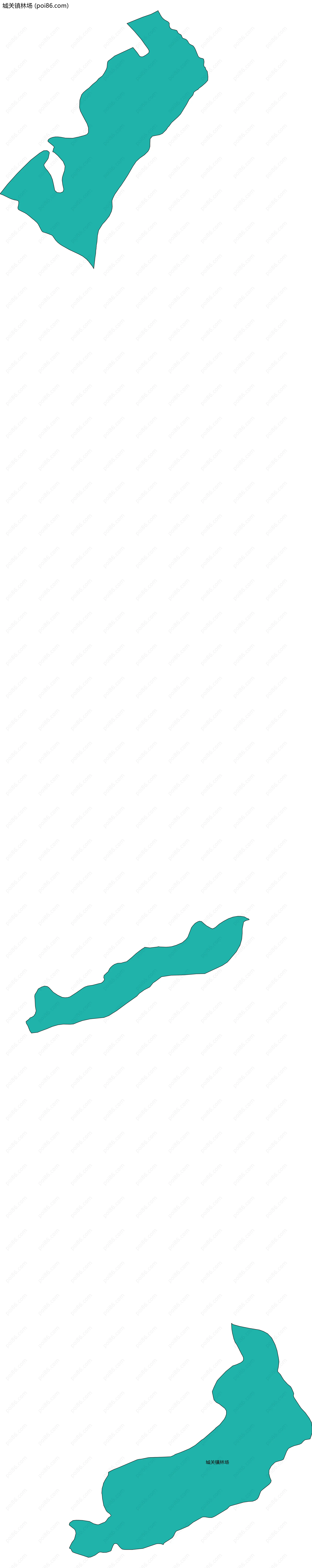 城关镇林场边界地图(五级行政区划)