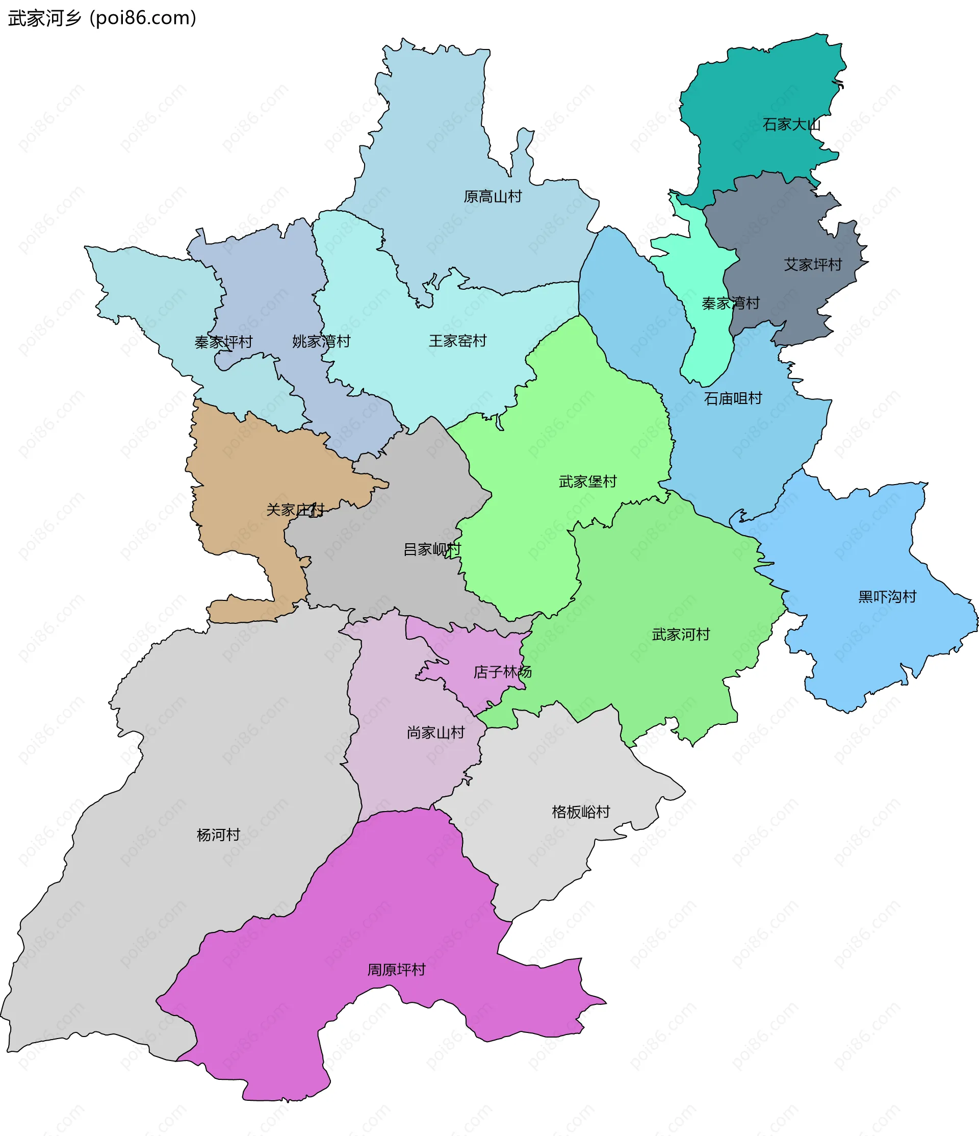 武家河乡边界地图(五级行政区划)