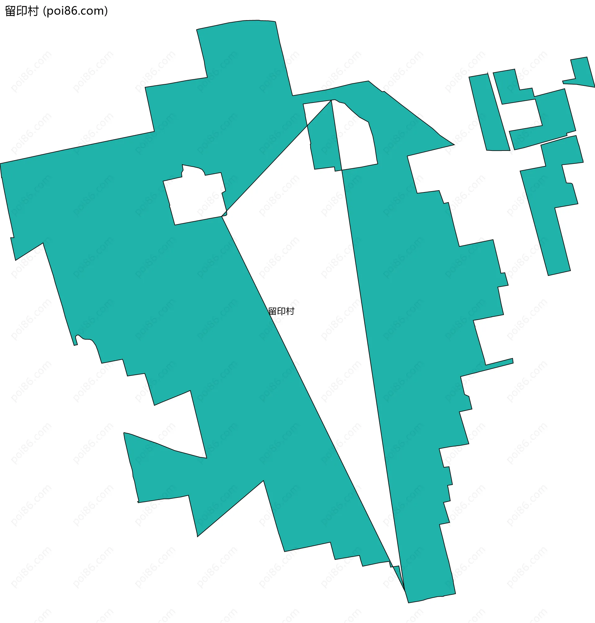 留印村边界地图