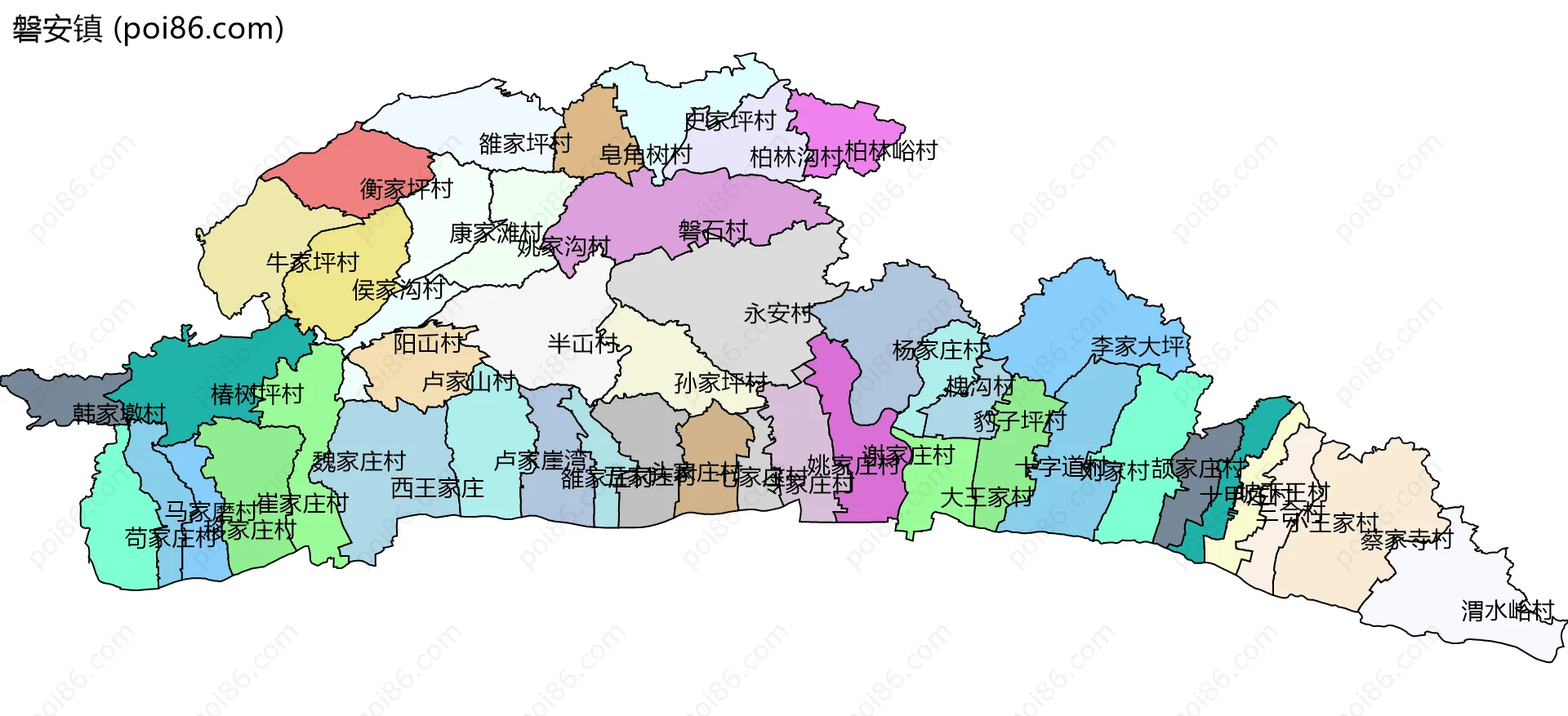 磐安镇边界地图(五级行政区划)