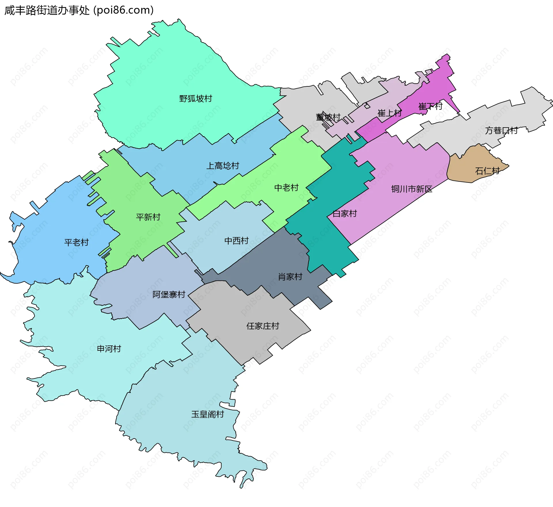 咸丰路街道办事处边界地图(五级行政区划)