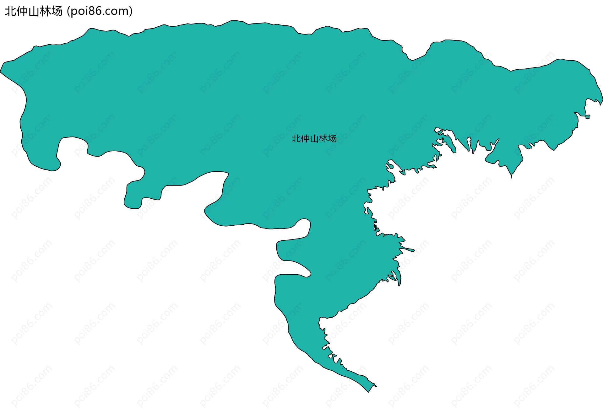 北仲山林场边界地图(五级行政区划)