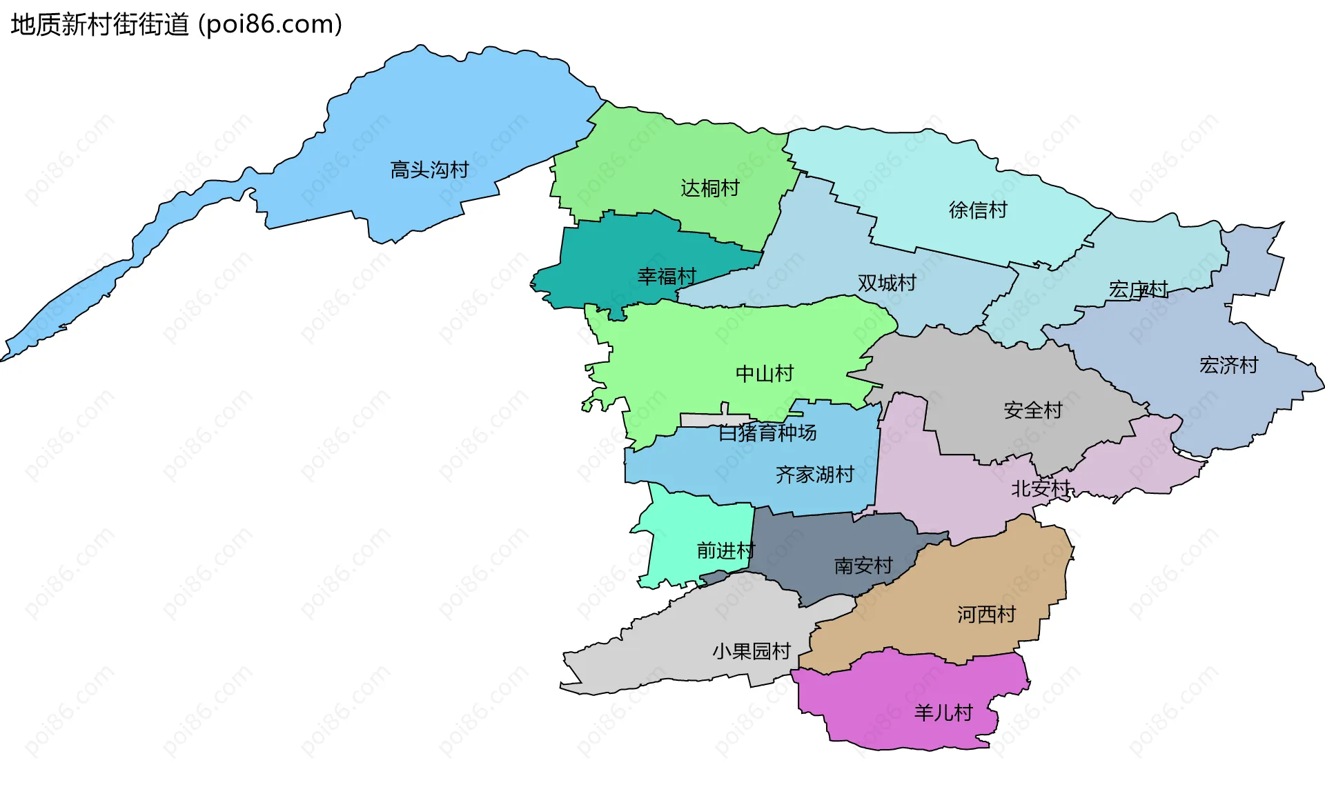 地质新村街街道边界地图(五级行政区划)