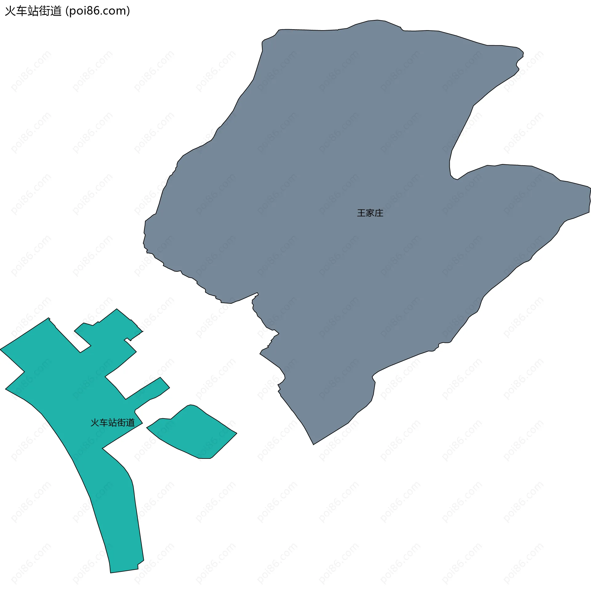 火车站街道边界地图(五级行政区划)