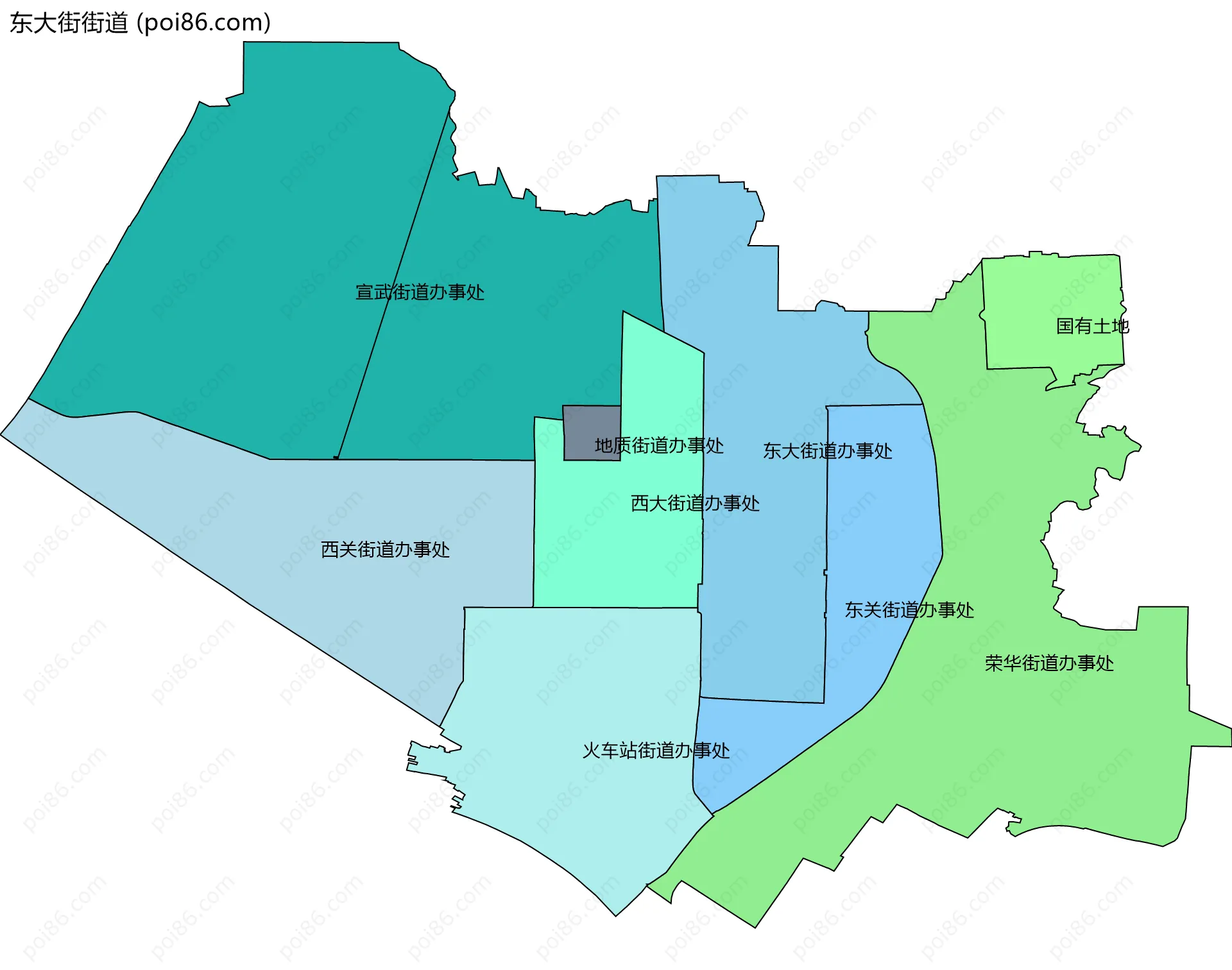 东大街街道边界地图(五级行政区划)