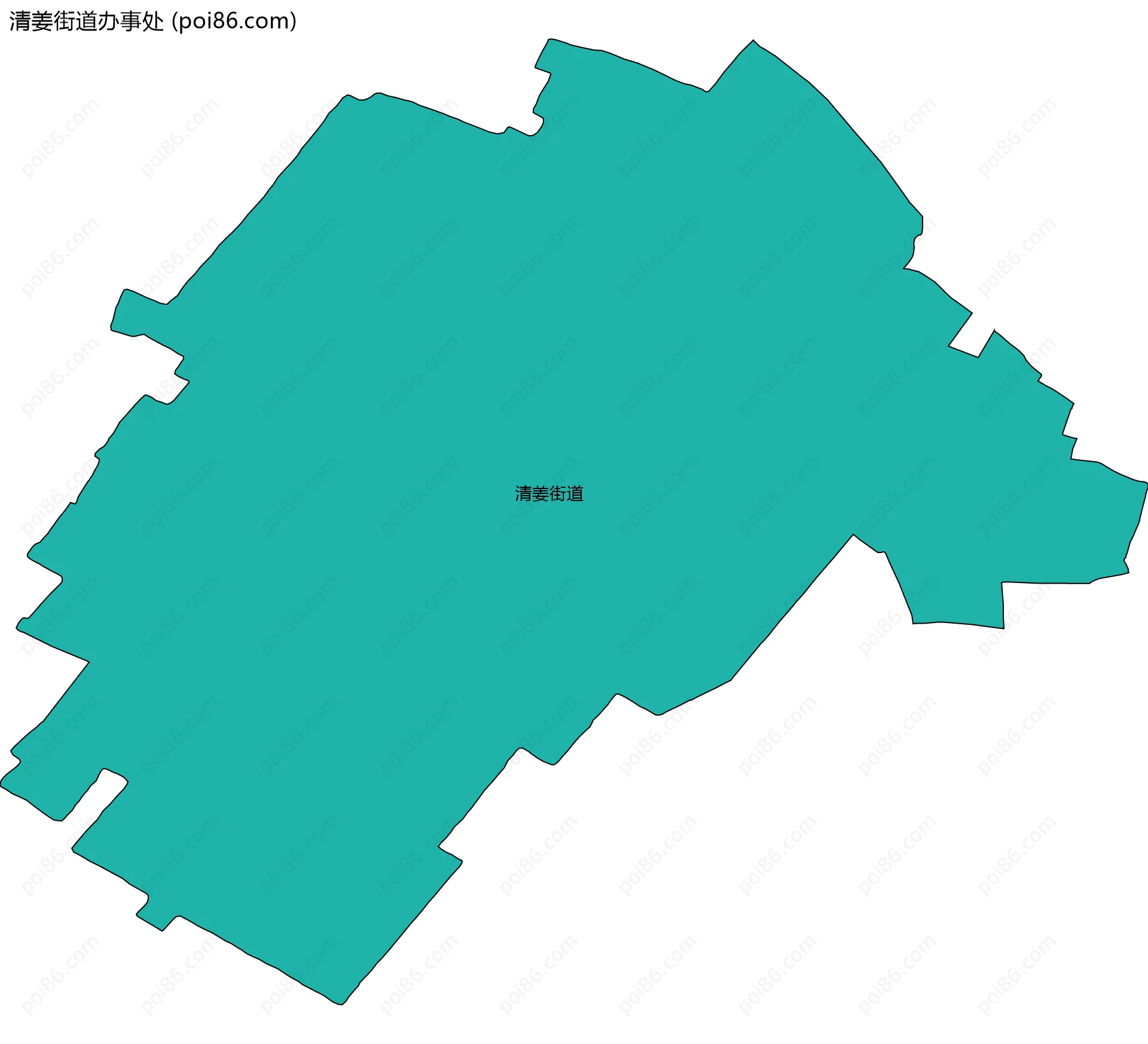 清姜街道办事处边界地图(五级行政区划)