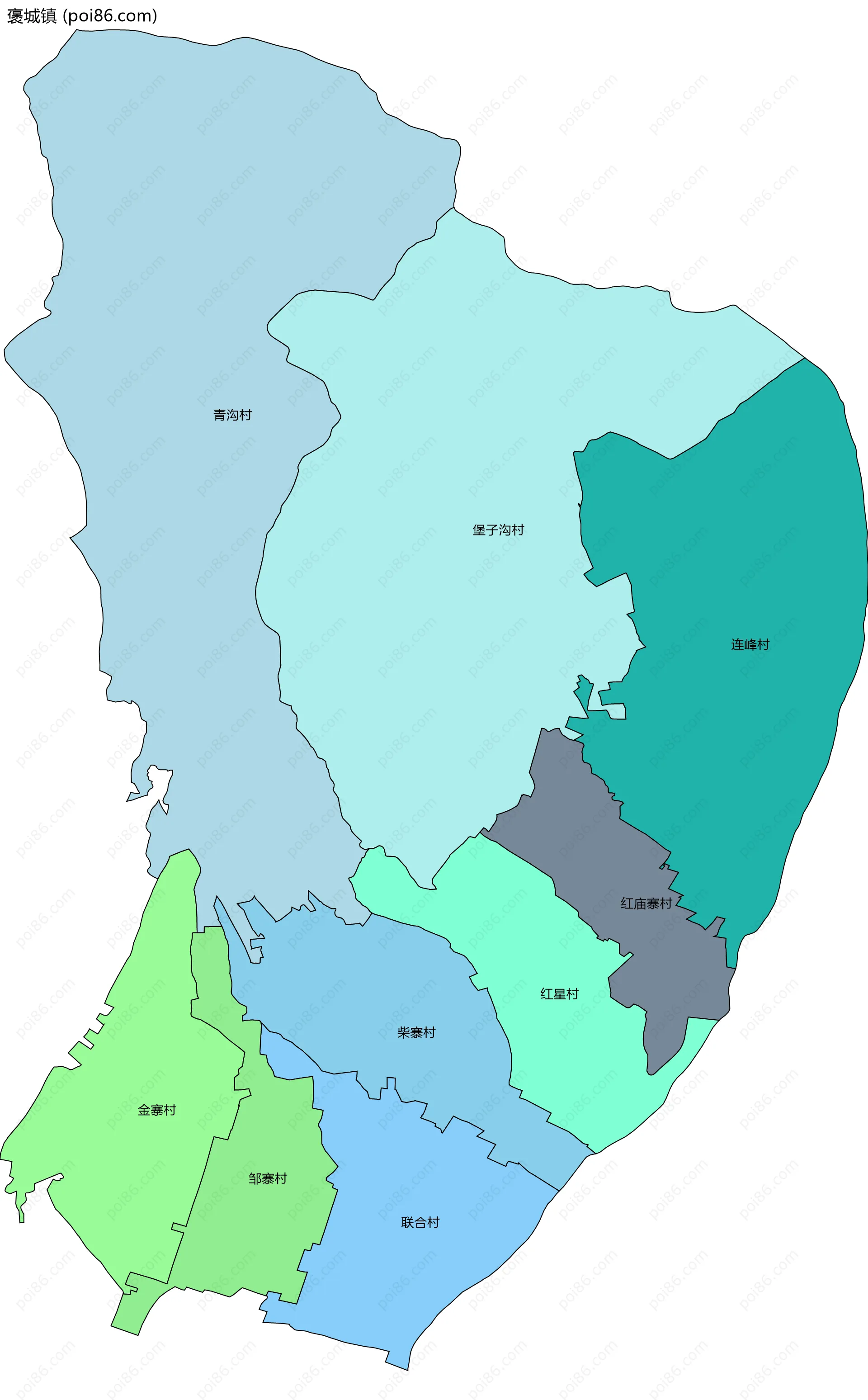 褒城镇边界地图(五级行政区划)