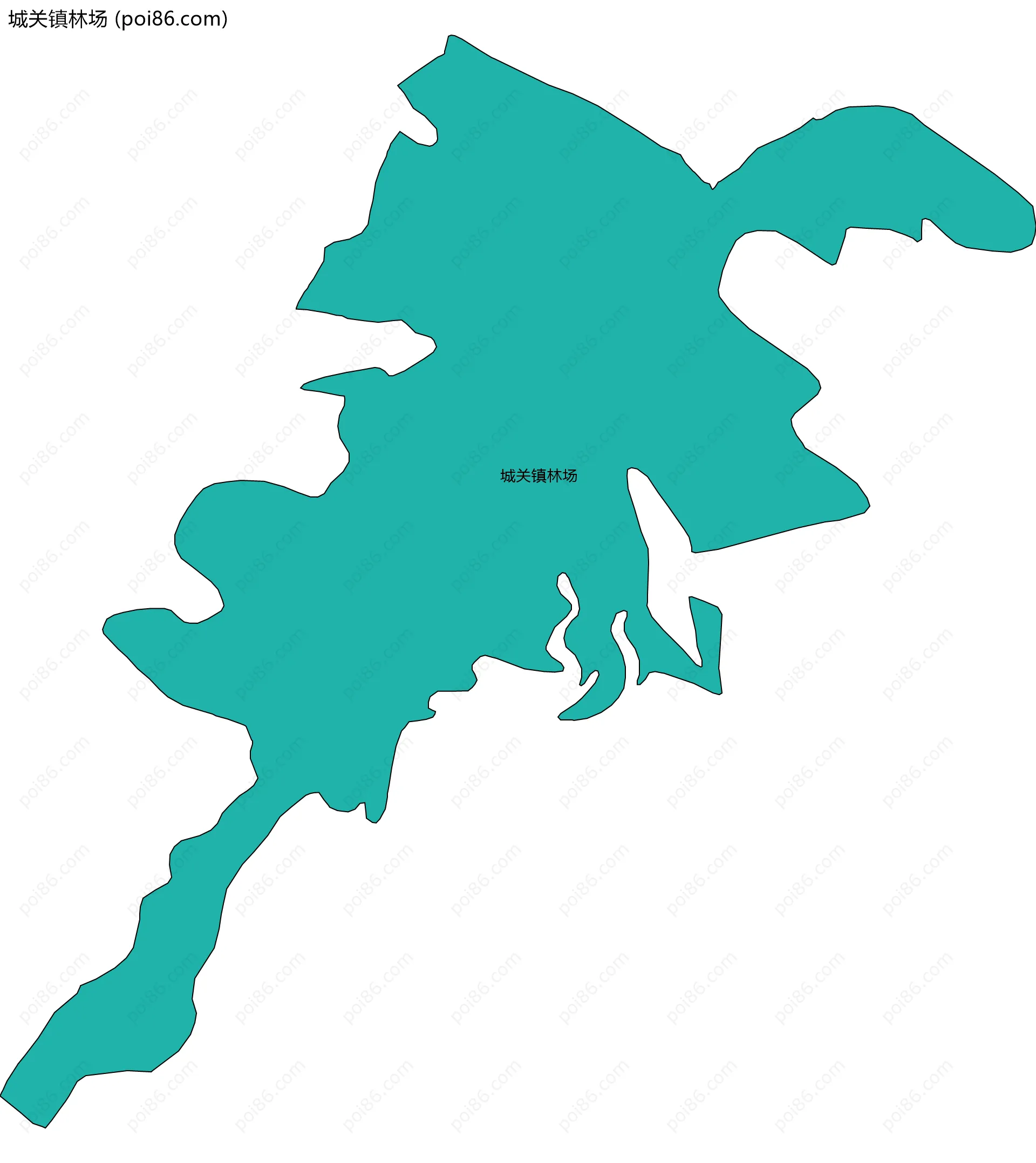 城关镇林场边界地图(五级行政区划)