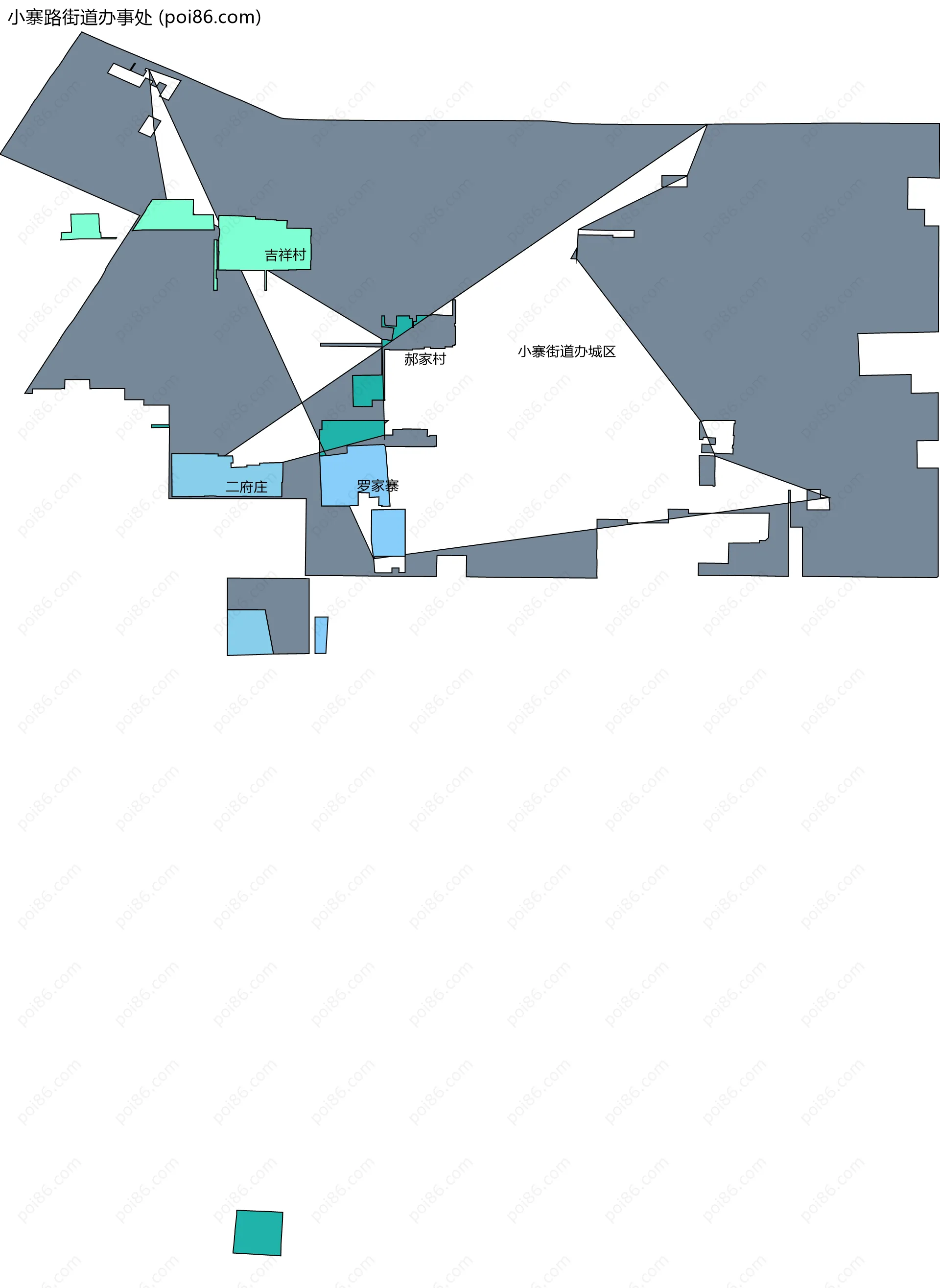 小寨路街道办事处边界地图(五级行政区划)