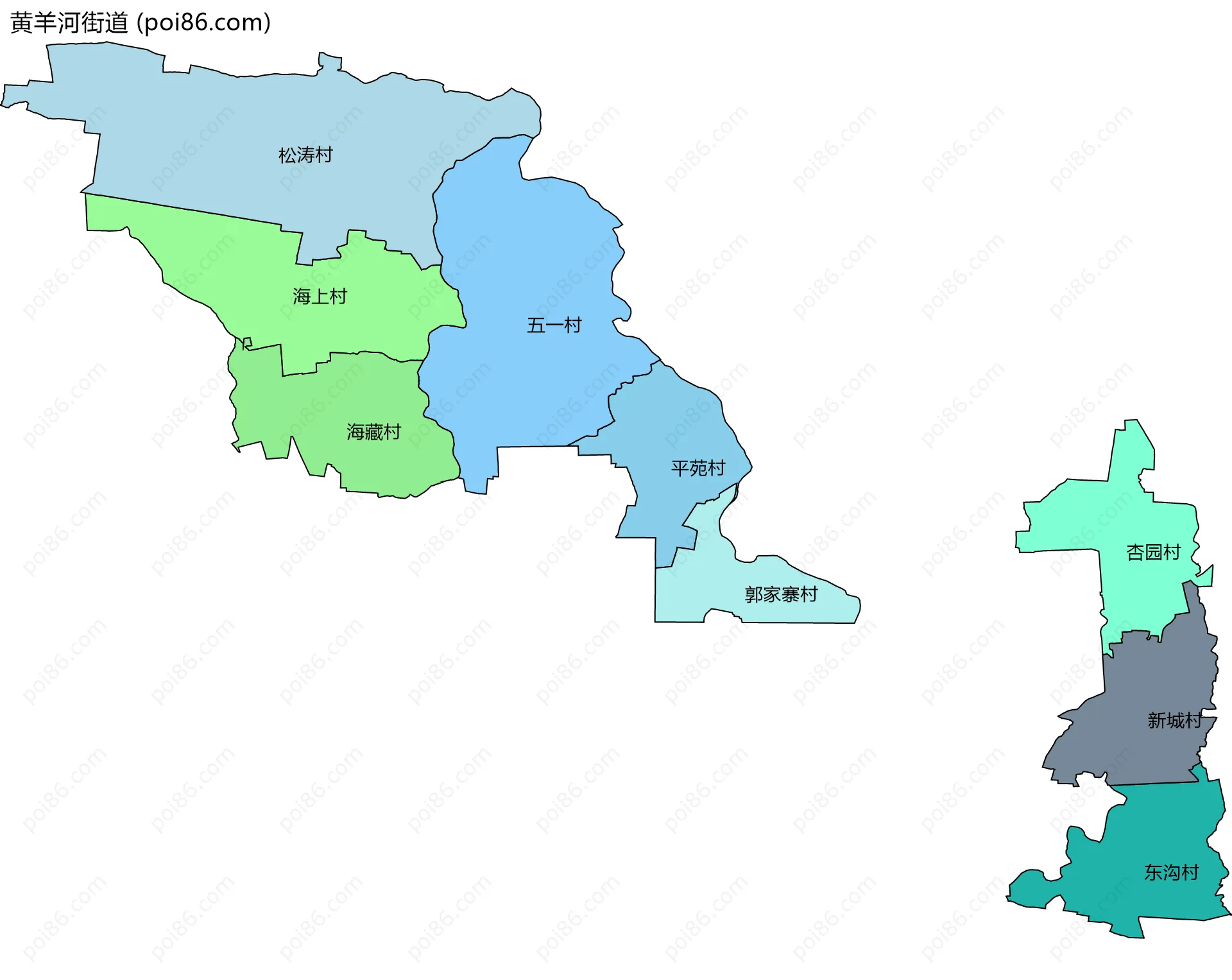 黄羊河街道边界地图(五级行政区划)