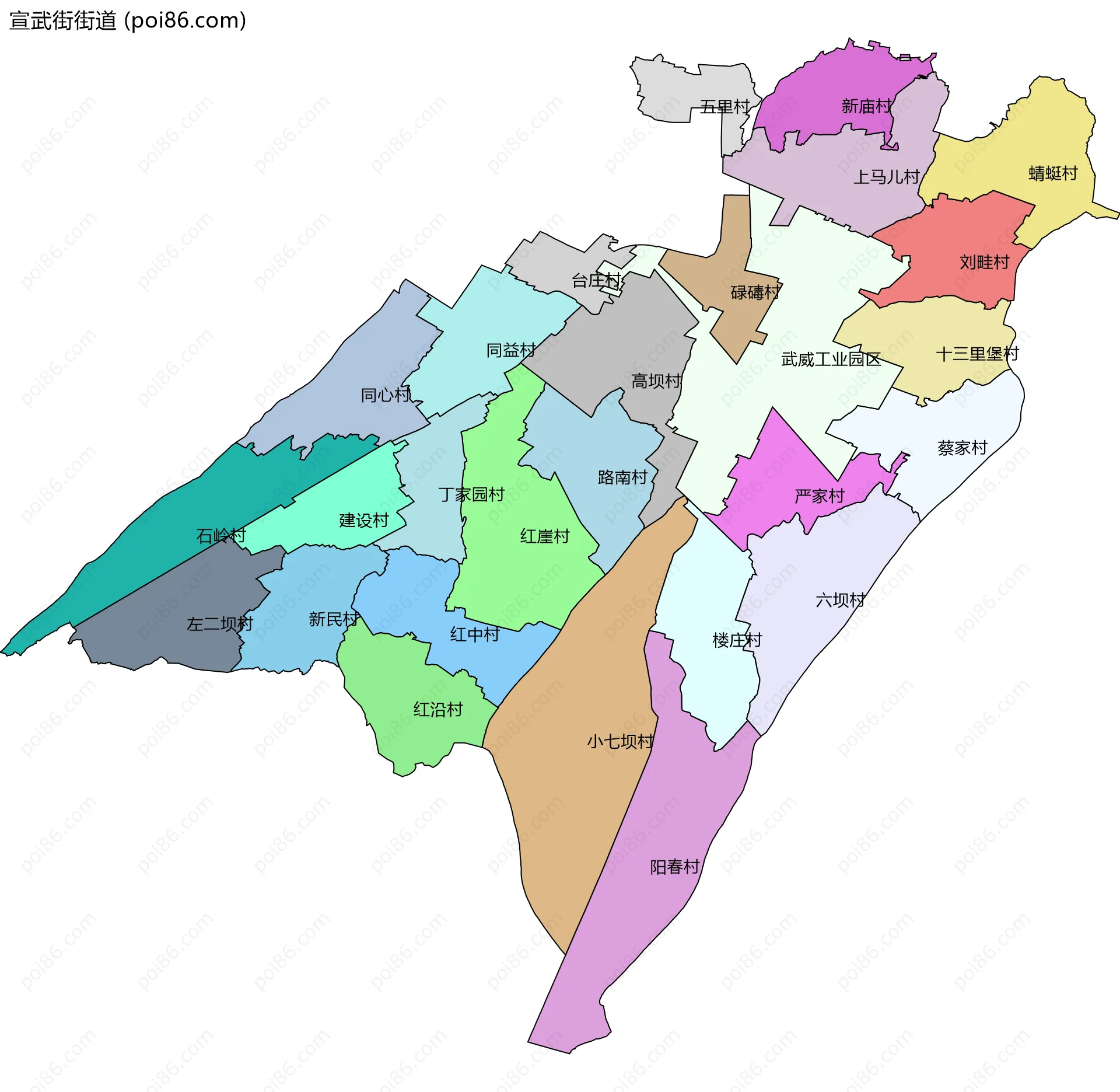 宣武街街道边界地图(五级行政区划)