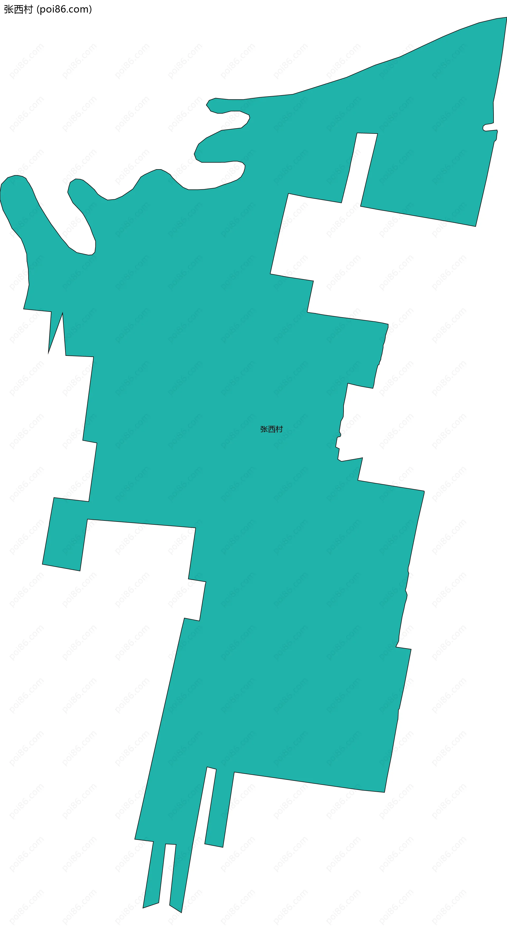 张西村边界地图