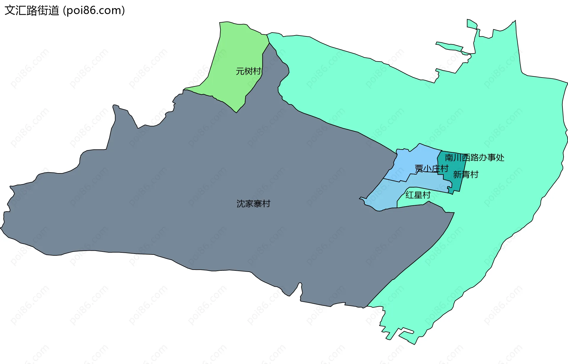 文汇路街道边界地图(五级行政区划)