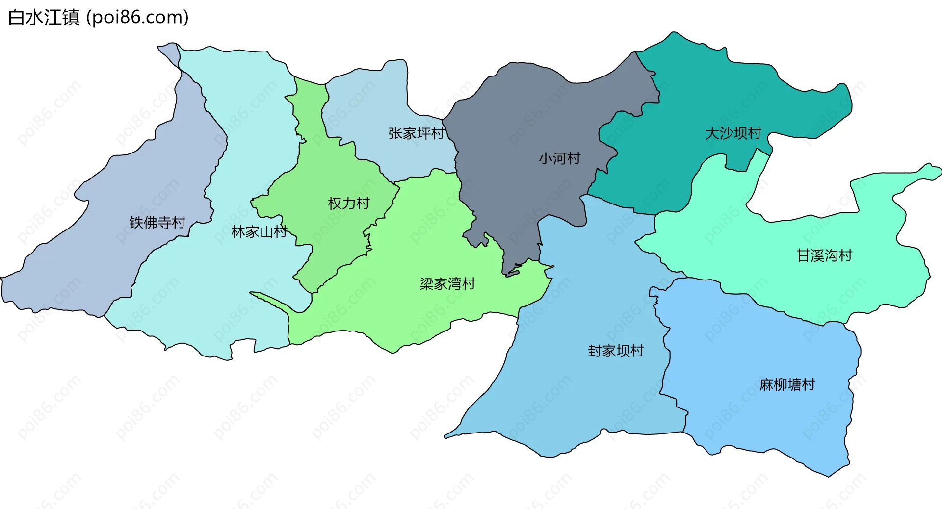 白水江镇边界地图(五级行政区划)
