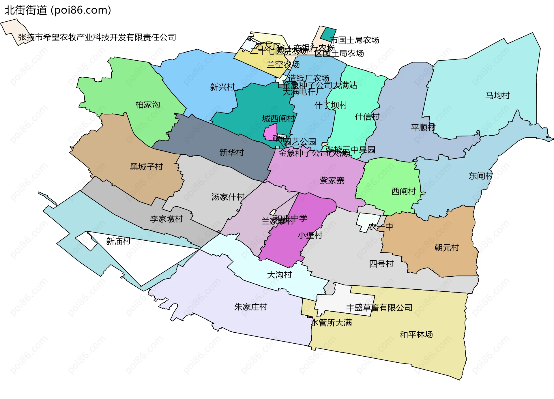 北街街道边界地图(五级行政区划)