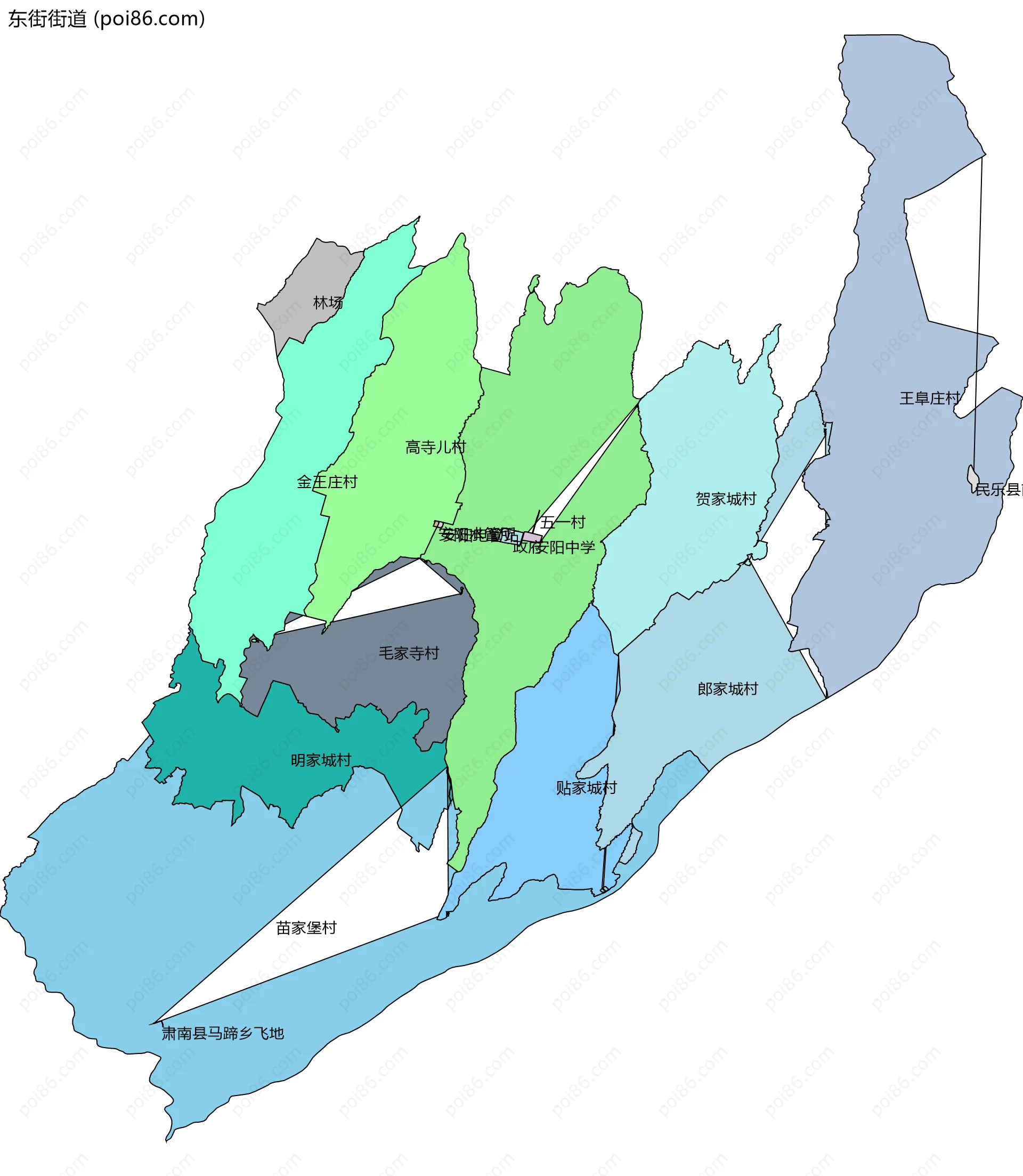 东街街道边界地图(五级行政区划)